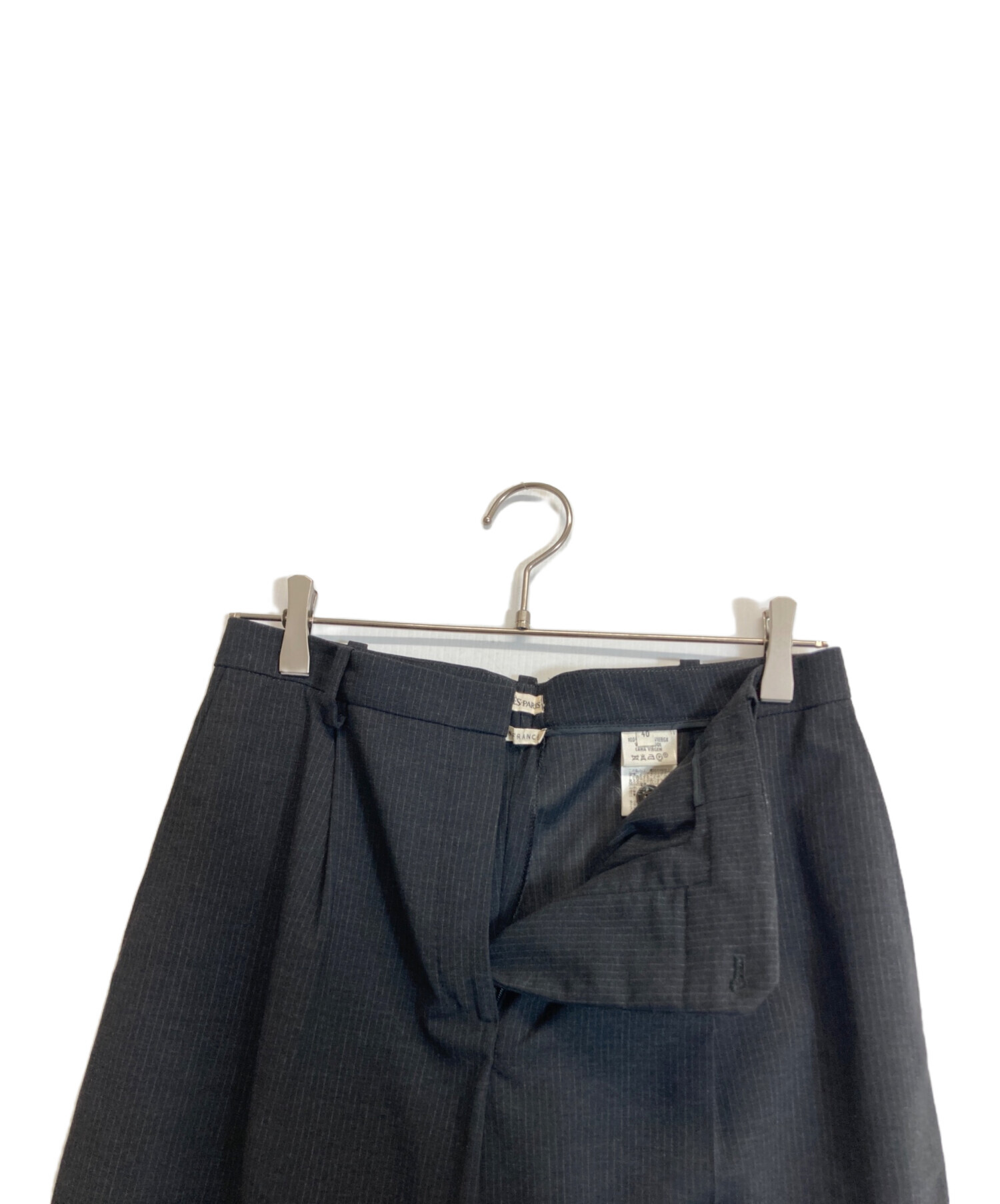 【美品】HERMES エルメス スラックス ストライプ パンツ メンズ 高級 中古・古着通販】HERMES (エルメス) ストライプスラックス ブラック