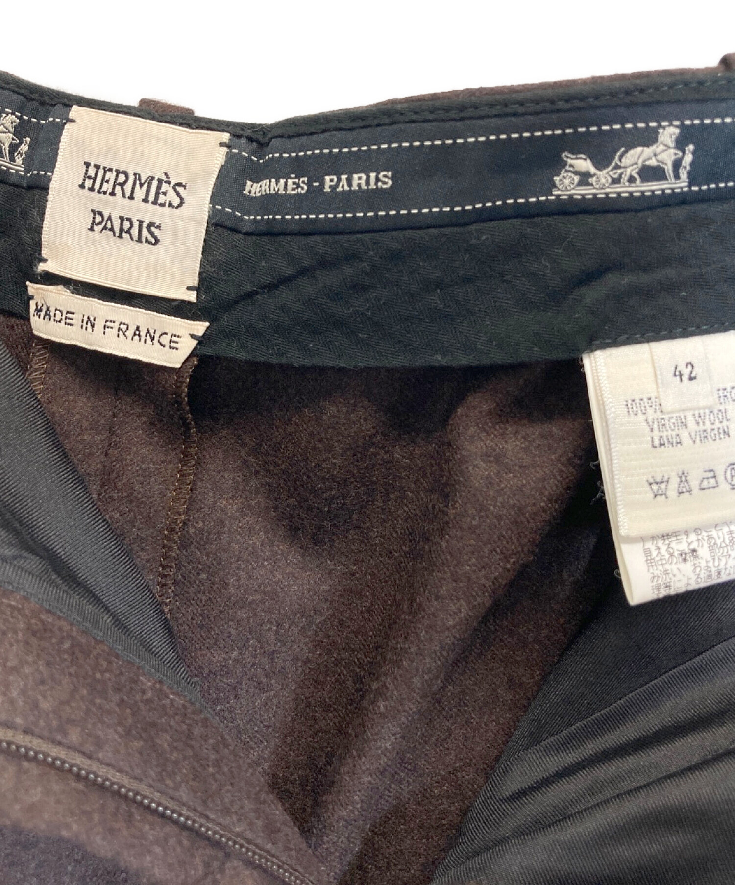中古・古着通販】HERMES (エルメス) ウールスラックス ブラウン サイズ
