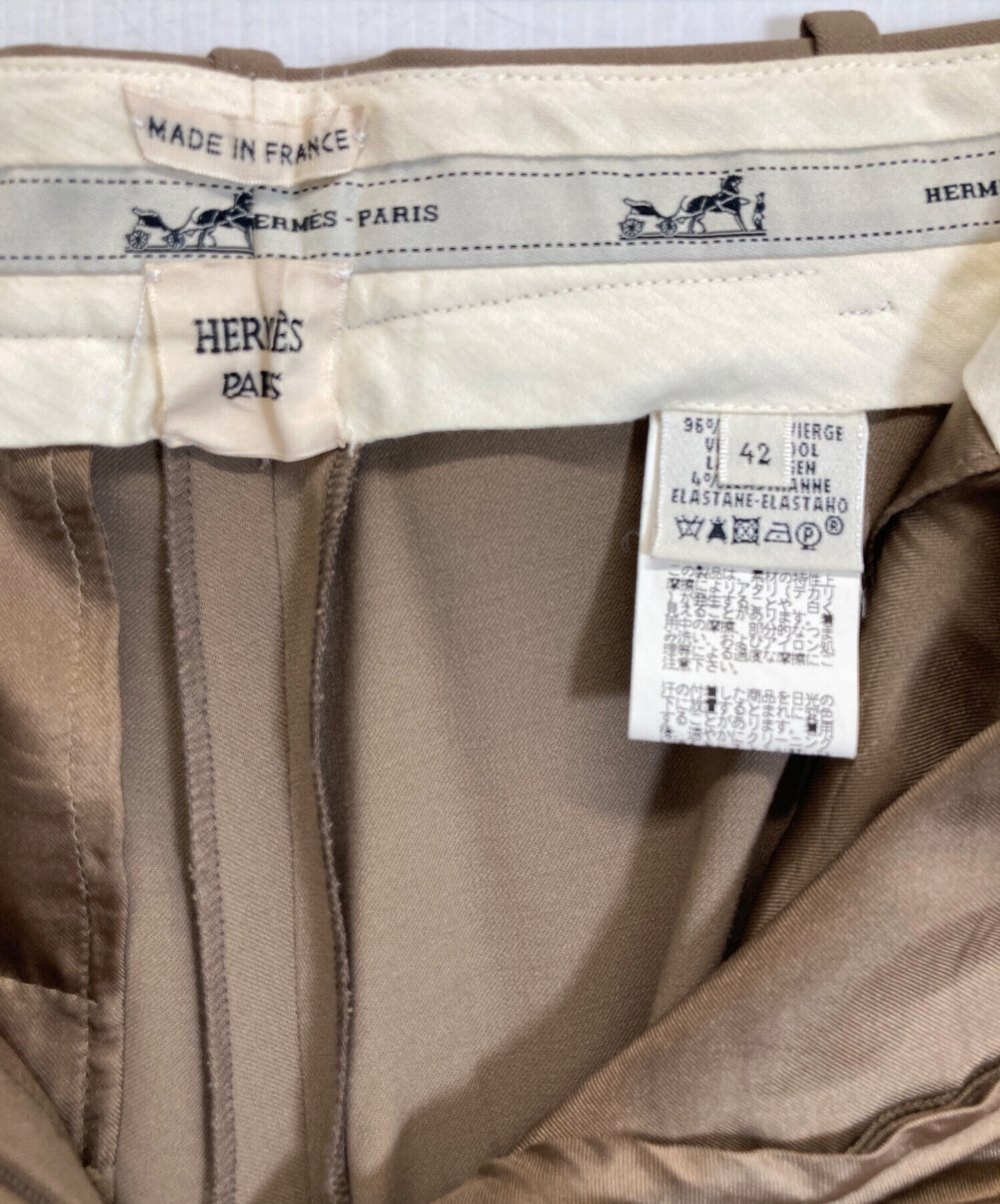 中古・古着通販】HERMES (エルメス) スラックス ベージュ サイズ:42