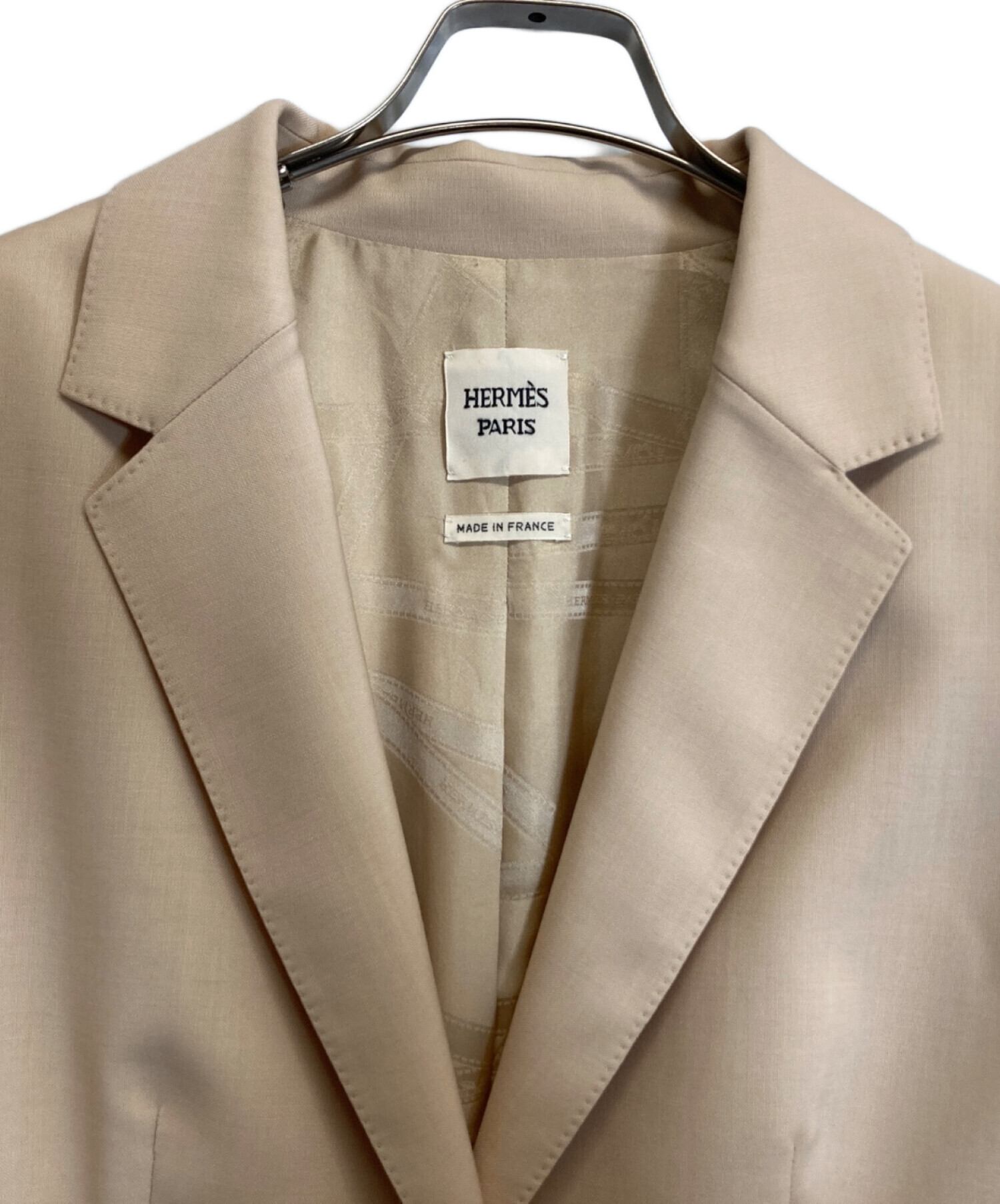 HERMES エルメス 100%カシミア テーラードジャケット ベージュ　シルク Vintage “HERMES” Cashmere Tailored Jacket ITALY製 エルメス