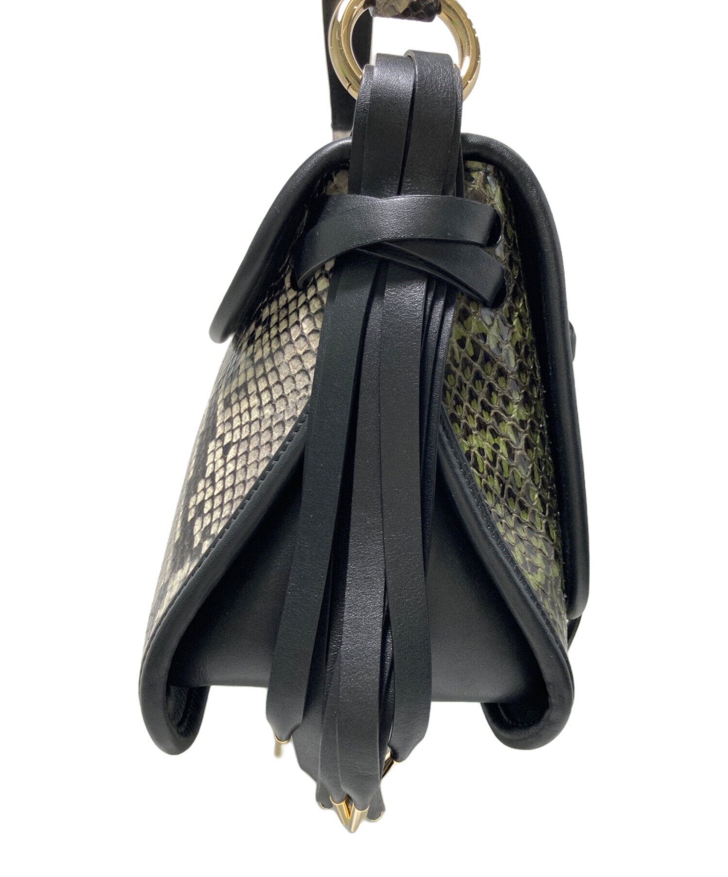 中古・古着通販】BALLY (バリー) パイソン柄ショルダーバッグ オリーブ