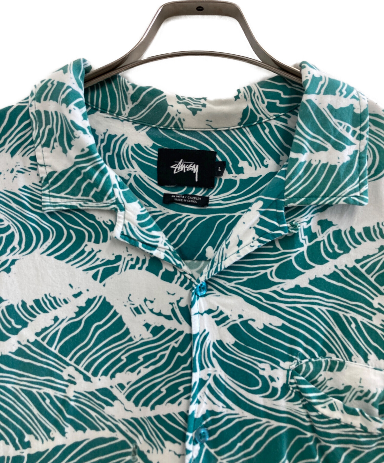 G W限定セールステューシー＆ STYLE 半袖アロハシャツ 中古・古着通販】stussy (ステューシー) アロハシャツ グリーン サイズ