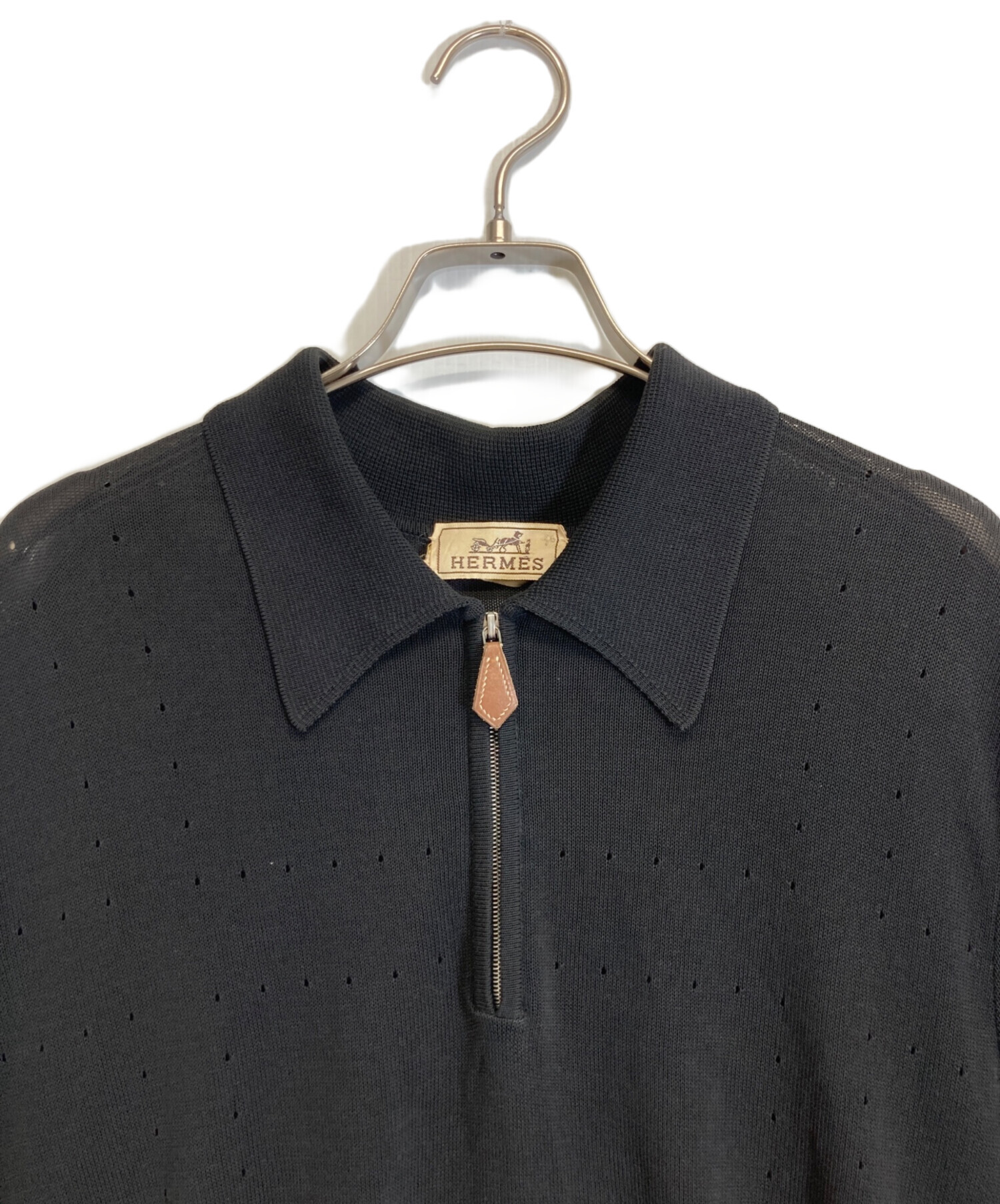 中古・古着通販】HERMES (エルメス) ハーフジップシャツ ブラック