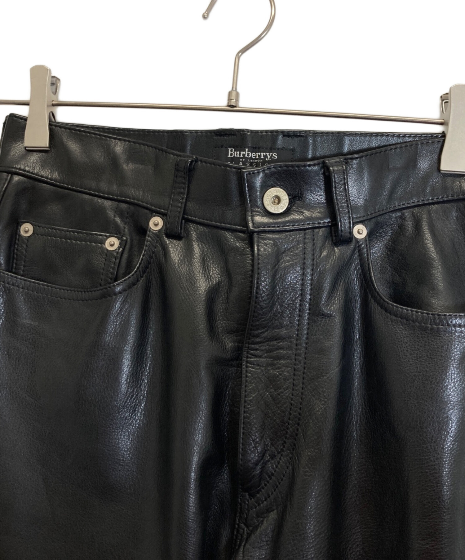 中古・古着通販】Burberry's (バーバリー) レザーパンツ ブラック