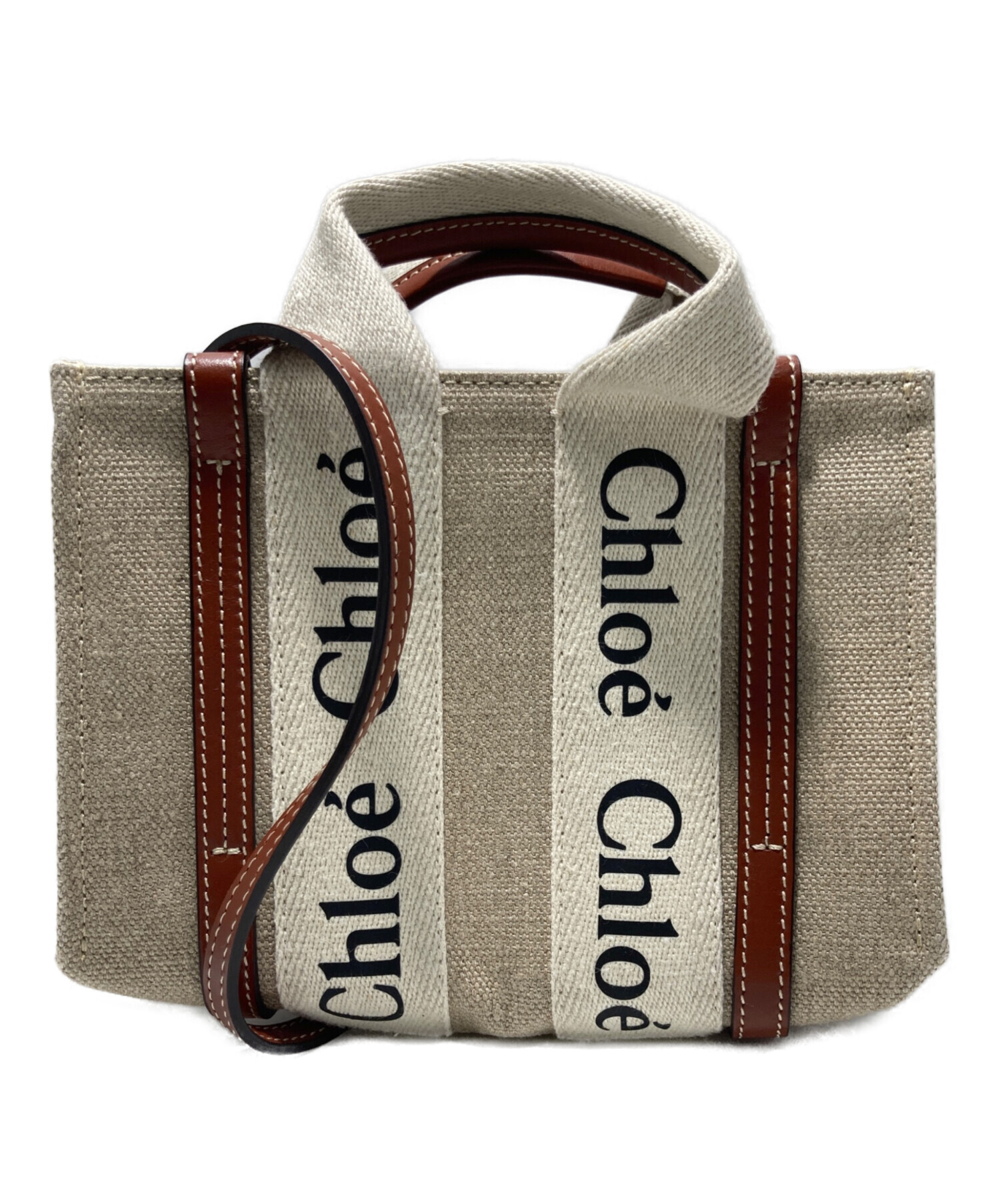中古・古着通販】Chloe (クロエ) リネン製Woodyミニトートバッグ
