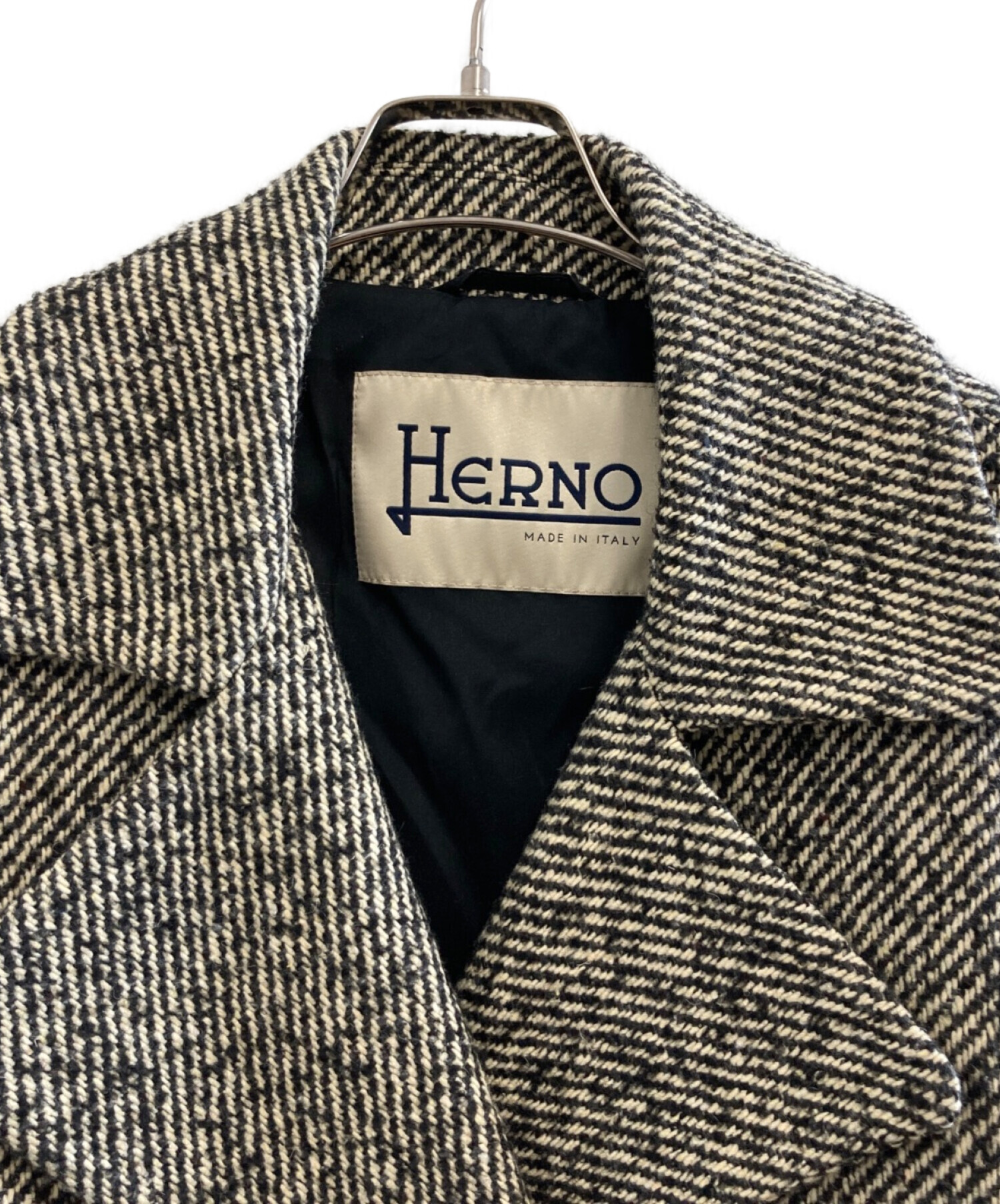 中古・古着通販】HERNO (ヘルノ) ダブルツイードコート ベージュ