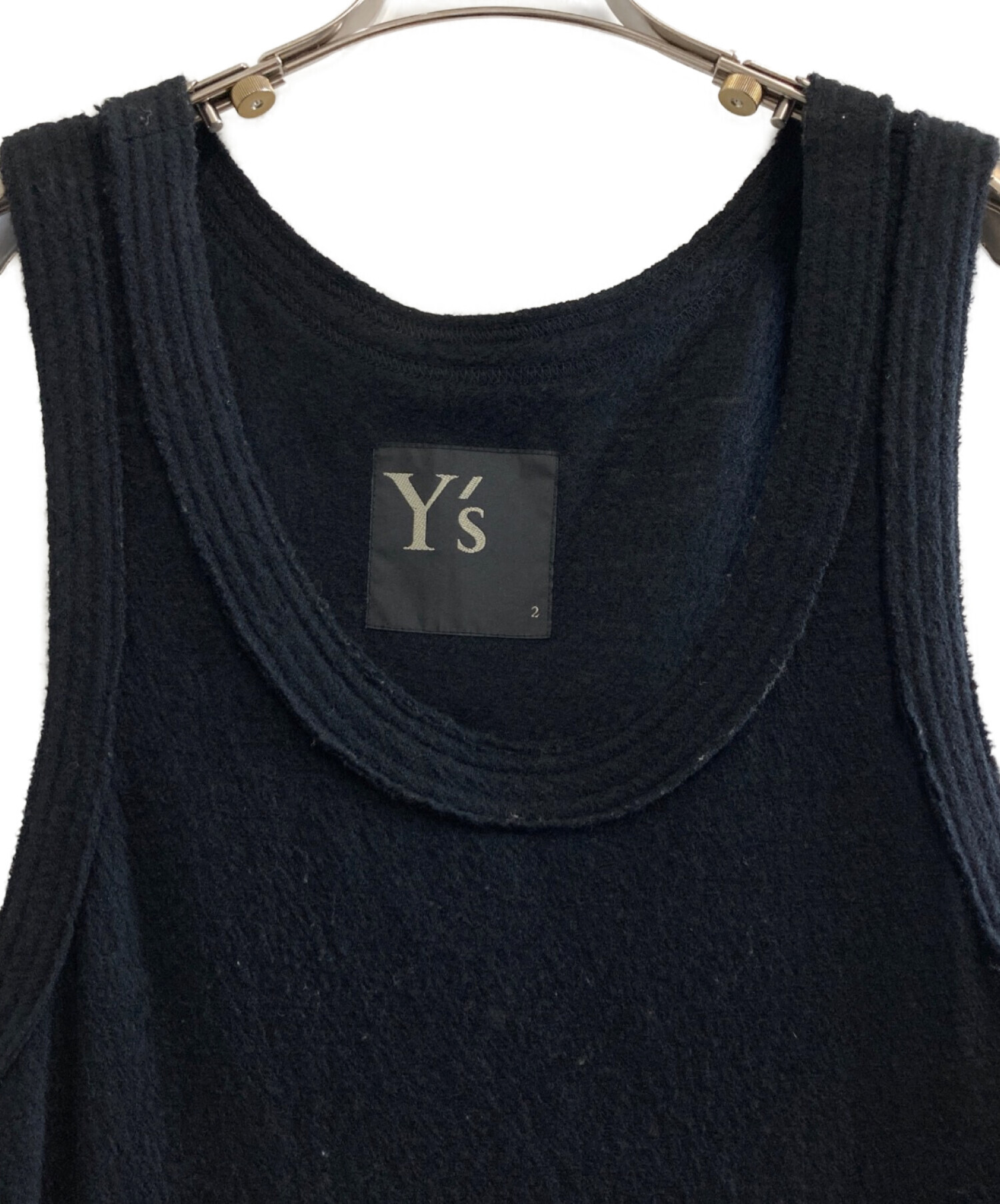中古・古着通販】Y's (ワイズ) ノースリーブニットワンピース ブラック