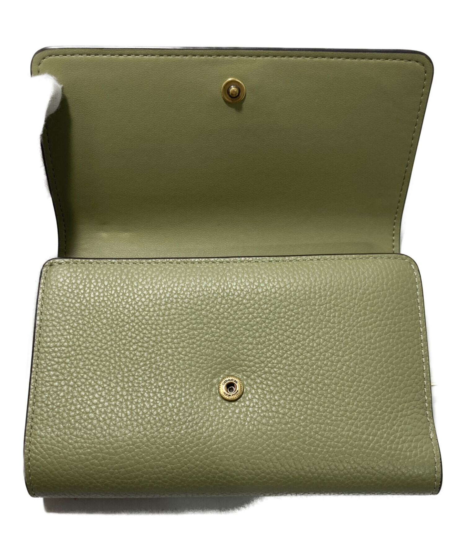 希少 COACH エッセンシャル ミディアムフラップウォレット ライトグリーン 中古・古着通販】COACH (コーチ) エッセンシャルミディアムフラップ