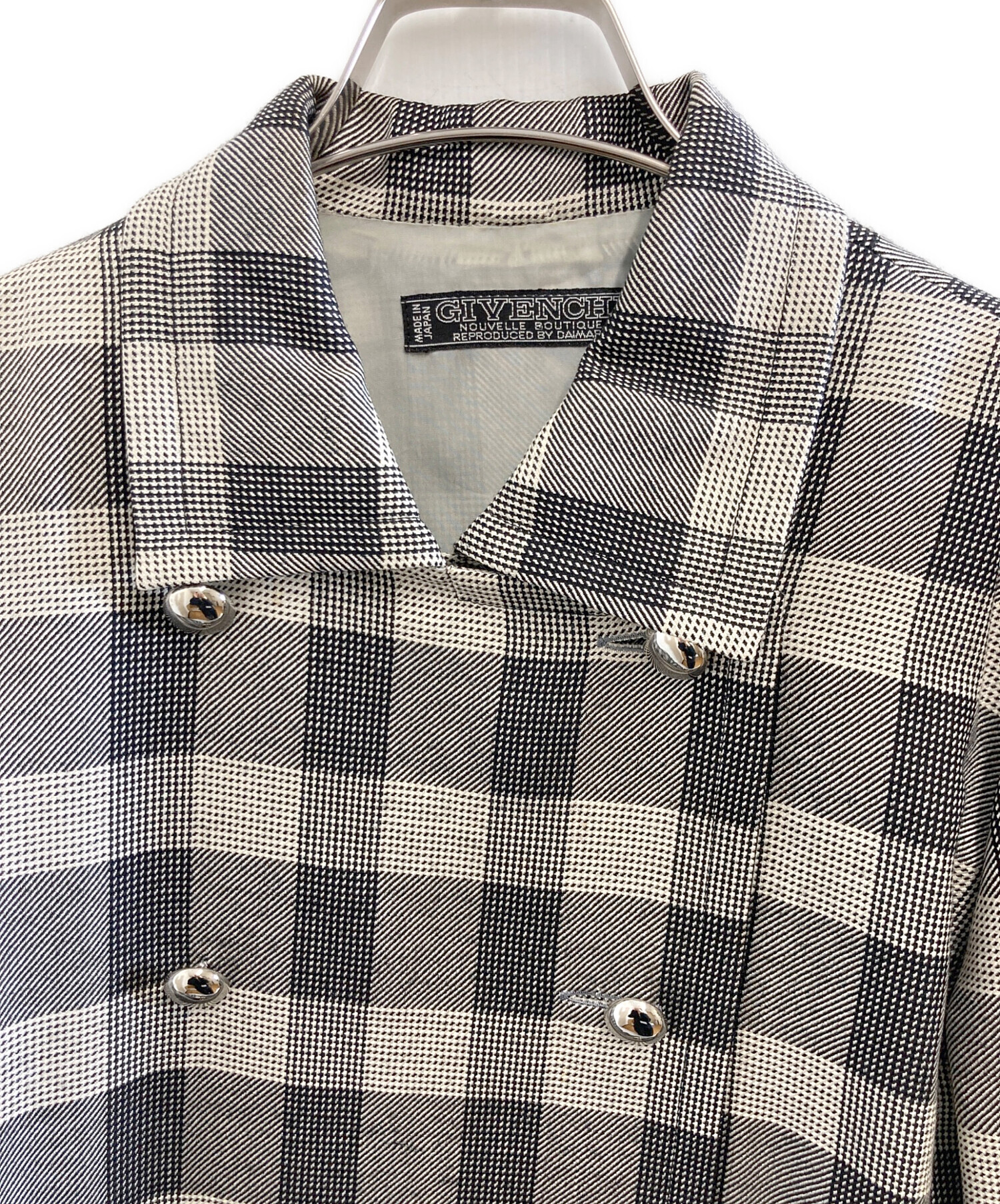 GIVENCHY ジバンシィ コート チェック柄 90s 中古・古着通販】GIVENCHY (ジバンシィ) シルクチェックコート グレー