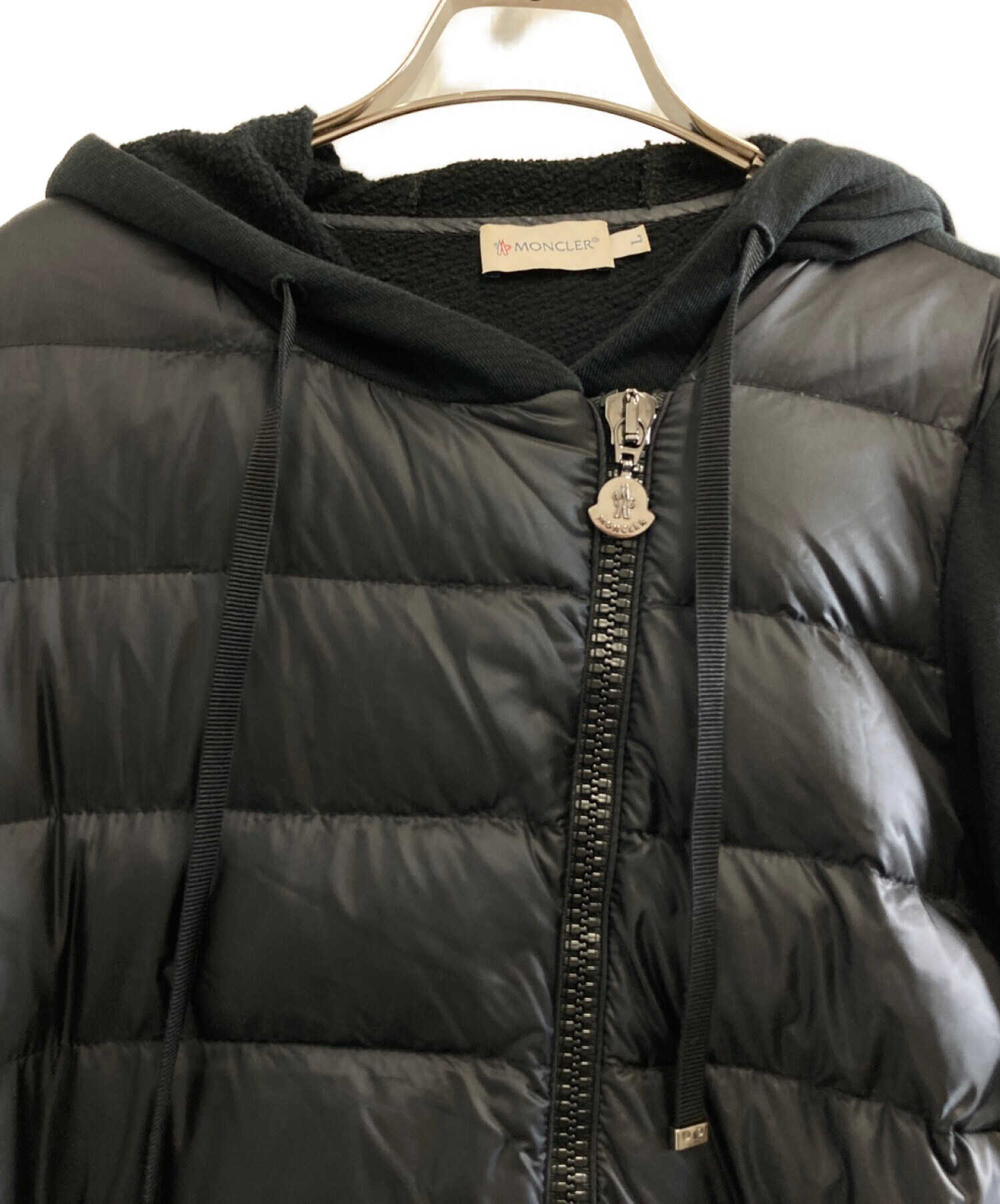 中古・古着通販】MONCLER (モンクレール) ダウン切替パーカー ブラック 