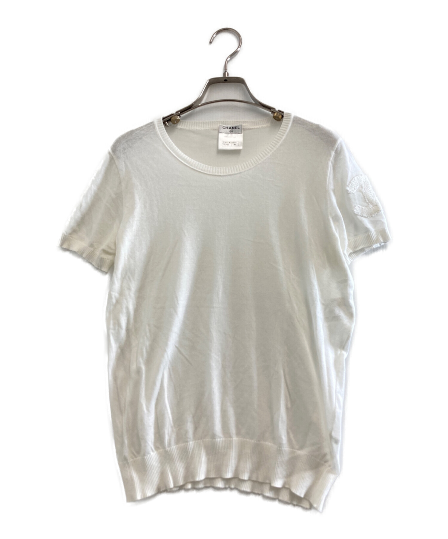 中古・古着通販】CHANEL (シャネル) 半袖ニット ホワイト サイズ:M