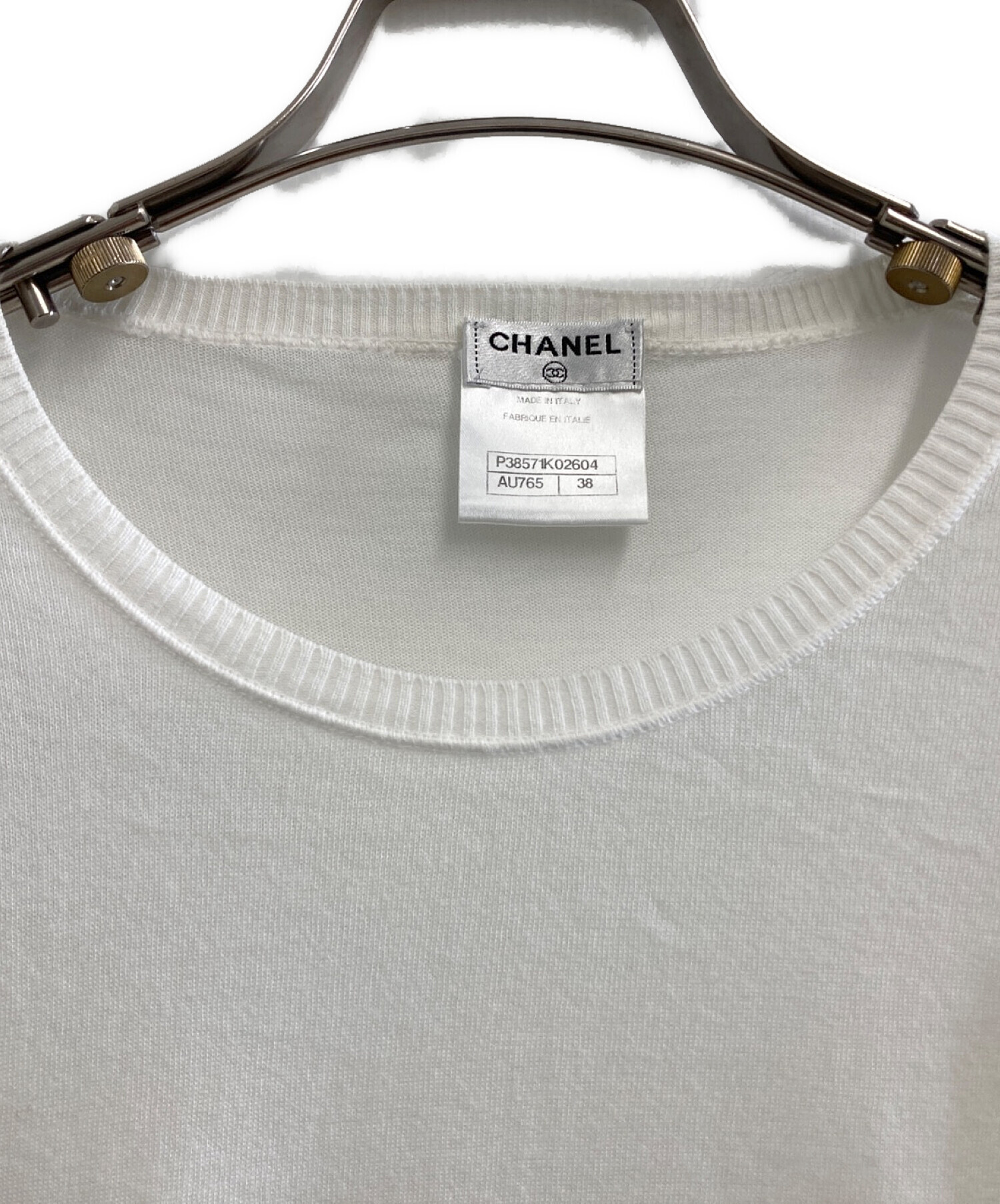 中古・古着通販】CHANEL (シャネル) 半袖ニット ホワイト サイズ:M