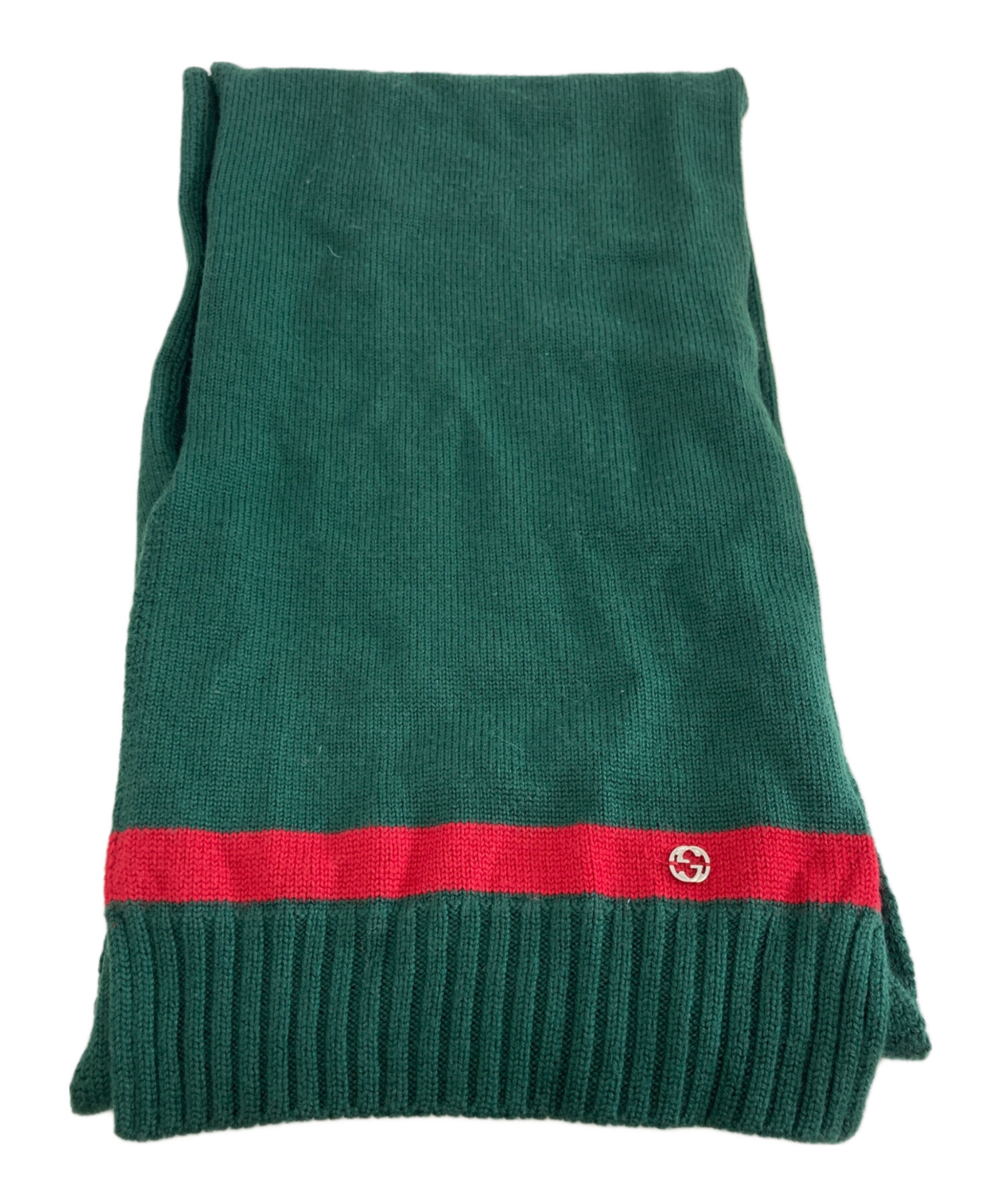 中古・古着通販】GUCCI (グッチ) GGロゴニットマフラー グリーン