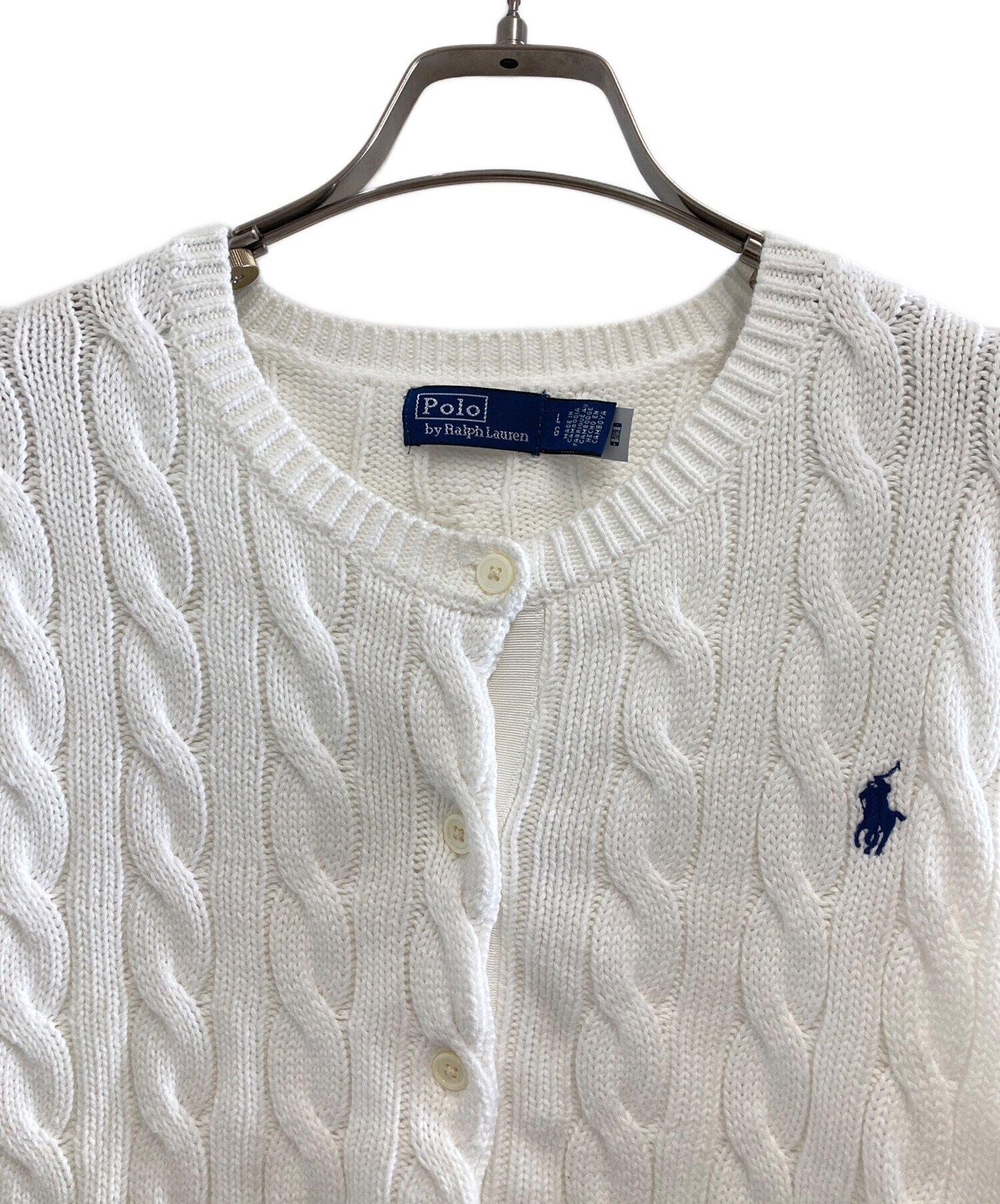 RALPH LAUREN 半袖ケーブルニット　白　Mサイズ 中古・古着通販】POLO RALPH LAUREN (ポロ・ラルフローレン) 半袖