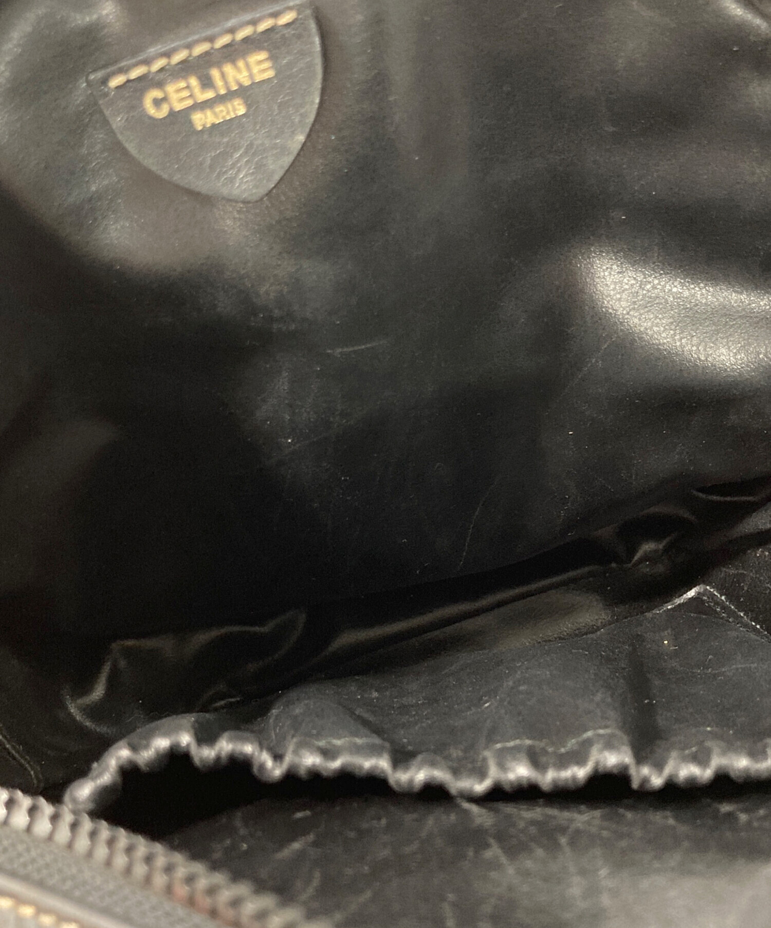 中古・古着通販】CELINE (セリーヌ) レザーショルダーバッグ ブラック