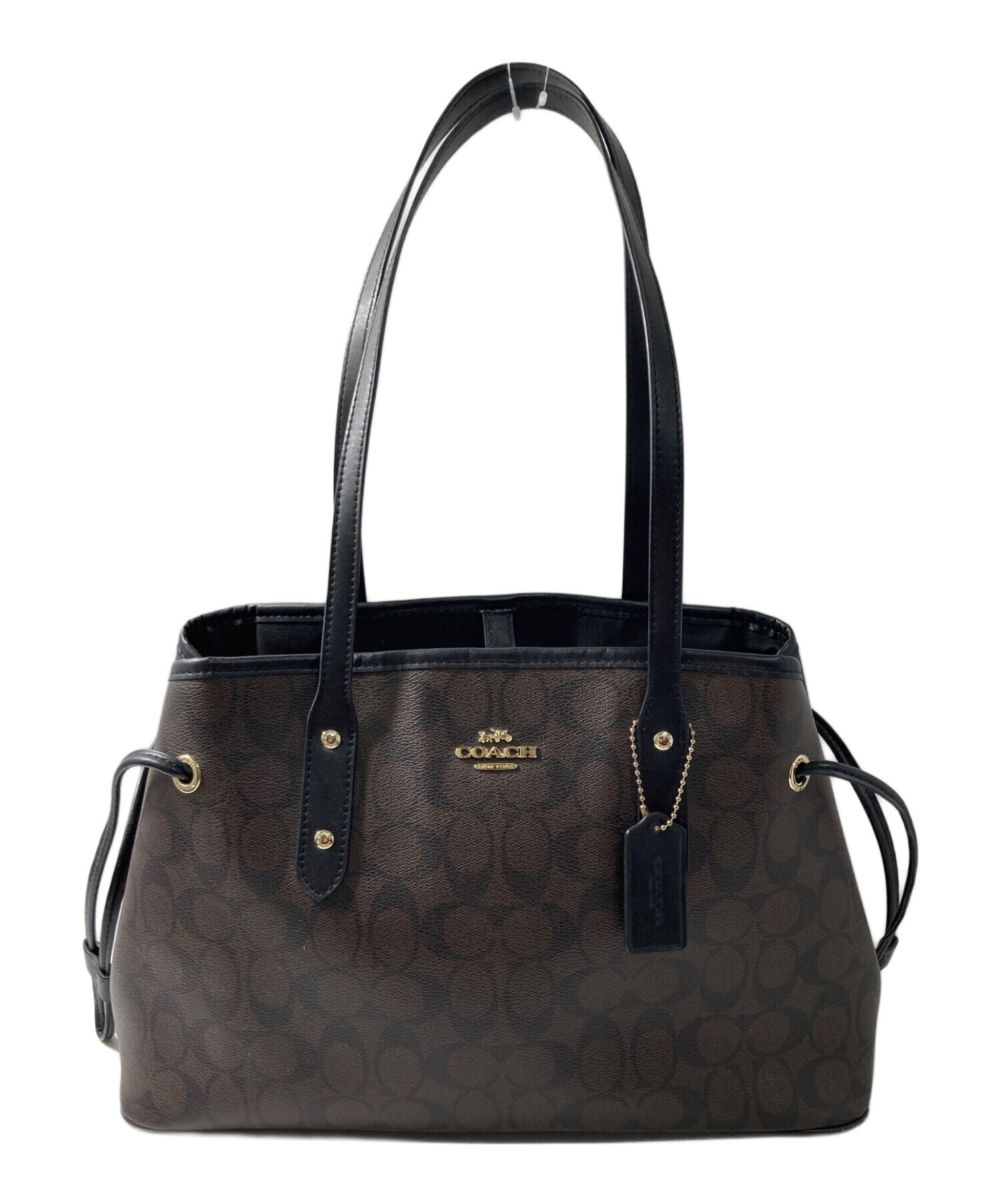R*o様 COACHシグネチャー黒トートバッグ 中古・古着通販】COACH (コーチ) シグネチャートートバッグ ブラウン