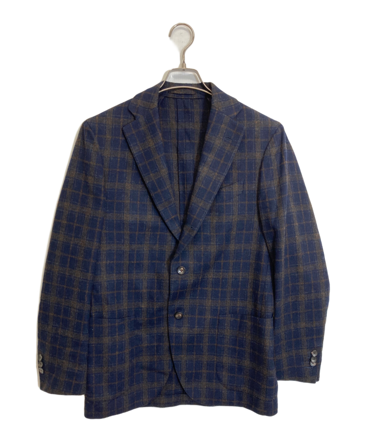 美品✨LARDINI テーラードジャケット ネイビー チェック イタリア シルク 中古・古着通販】LARDINI (ラルディーニ) テーラードジャケット