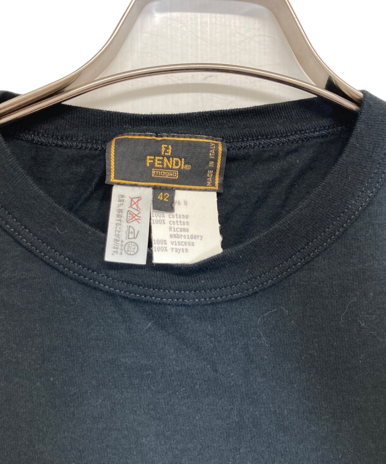 中古・古着通販】FENDI (フェンディ) Tシャツ ブラック サイズ:42