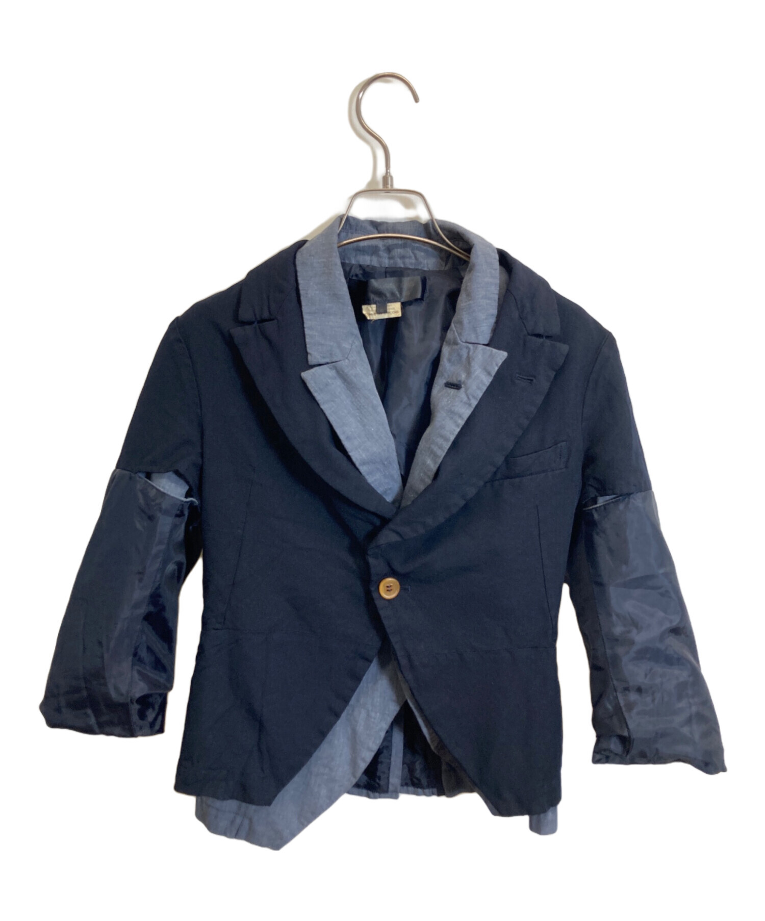 COMMEdesGARCONS　ジャケット　再構築　変形レイヤード　ネイビー　M 中古・古着通販】COMME des GARCONS (コムデギャルソン) シワ加工 異