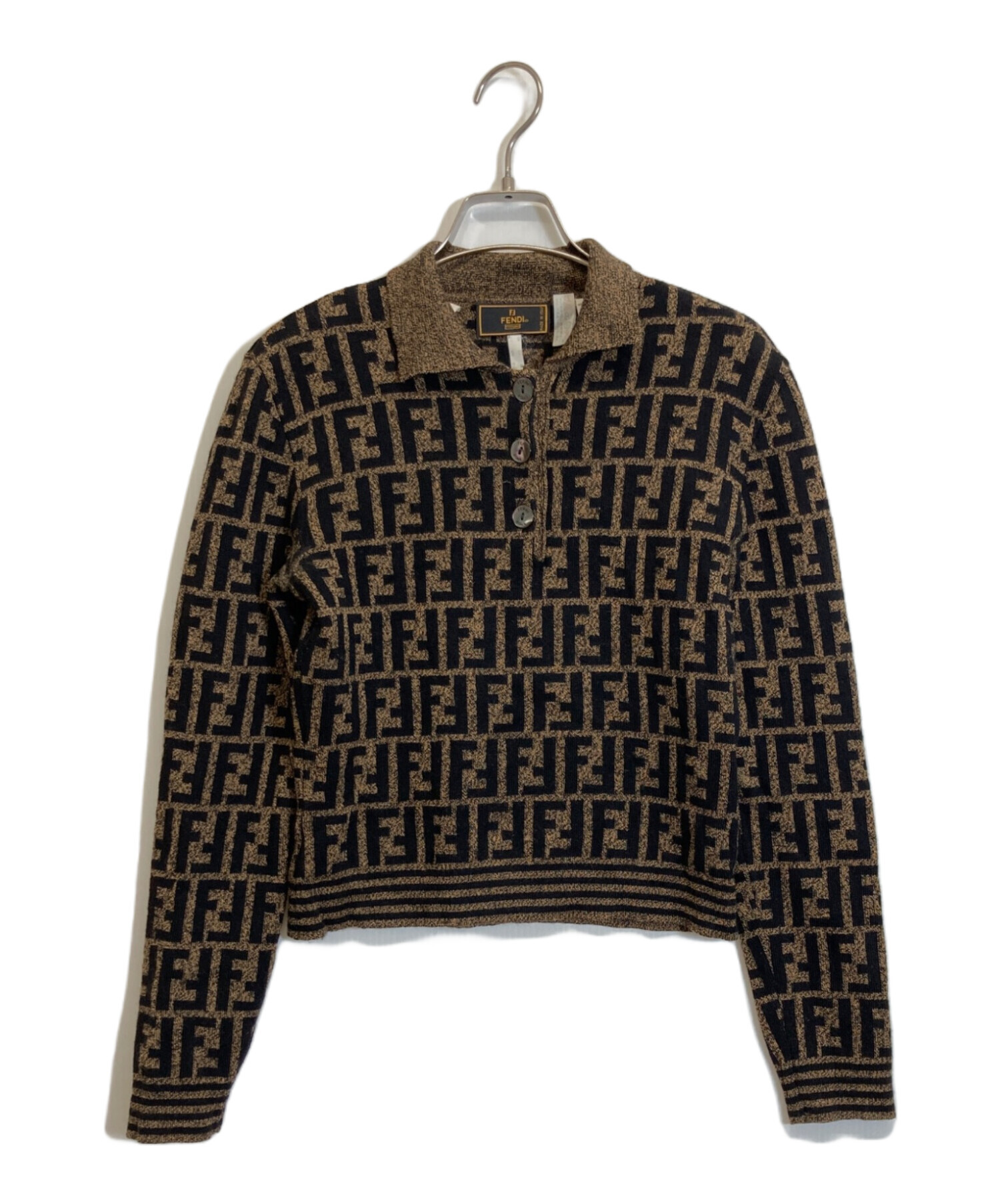 中古・古着通販】FENDI (フェンディ) ズッカ柄ニット ブラウン サイズ