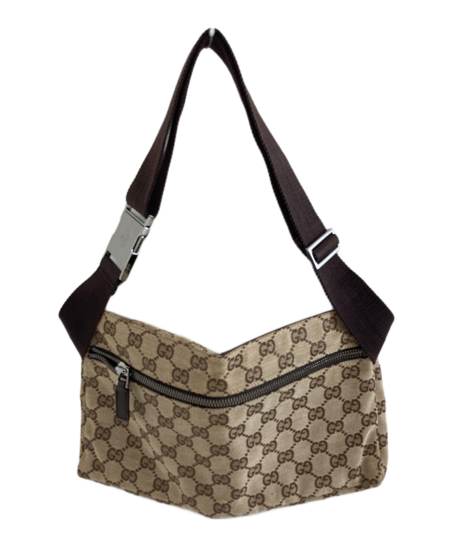 中古・古着通販】GUCCI (グッチ) GGキャンバスウエストポーチ ベージュ
