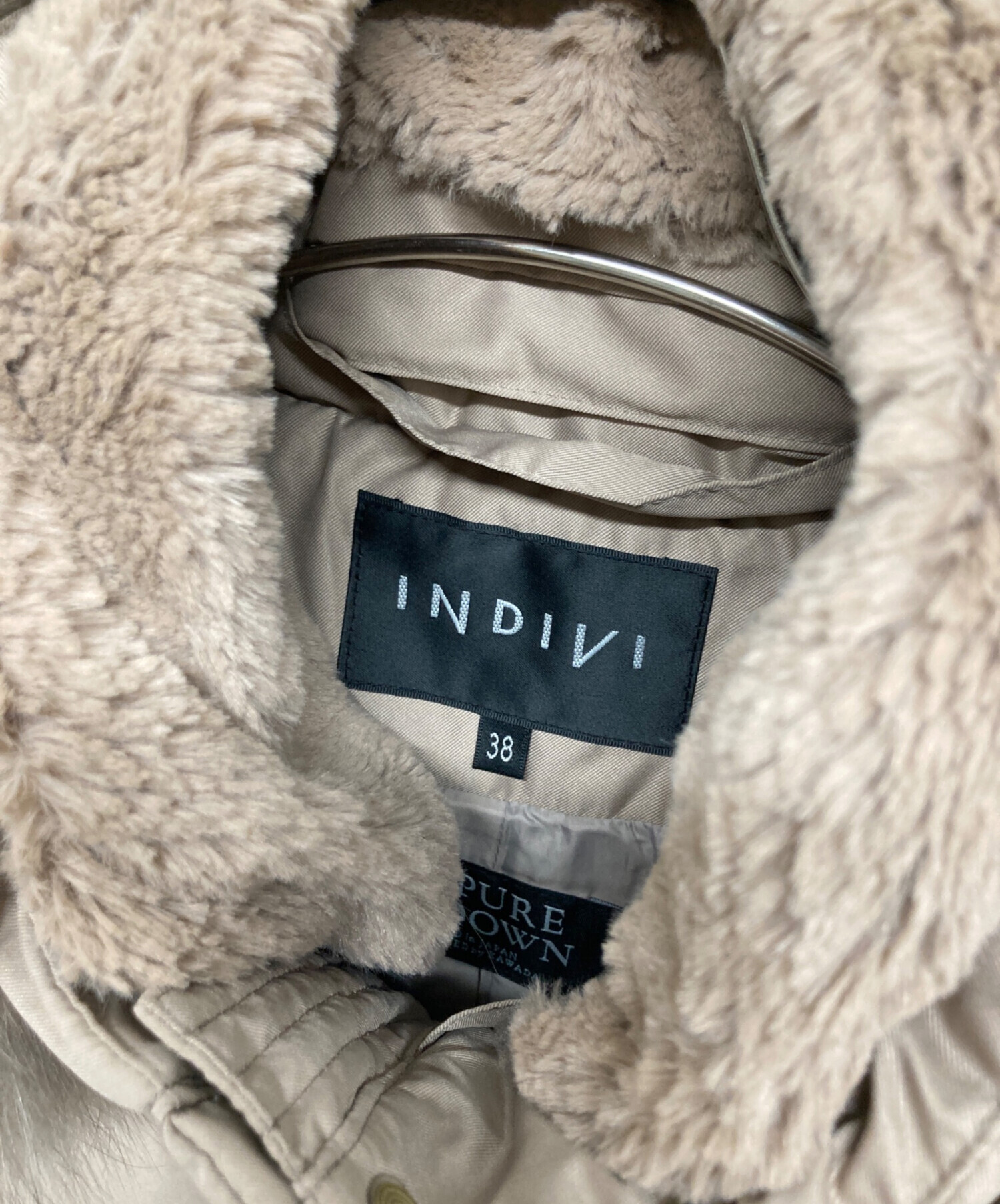 中古・古着通販】INDIVI (インディヴィ) ダウンコート ベージュ サイズ 