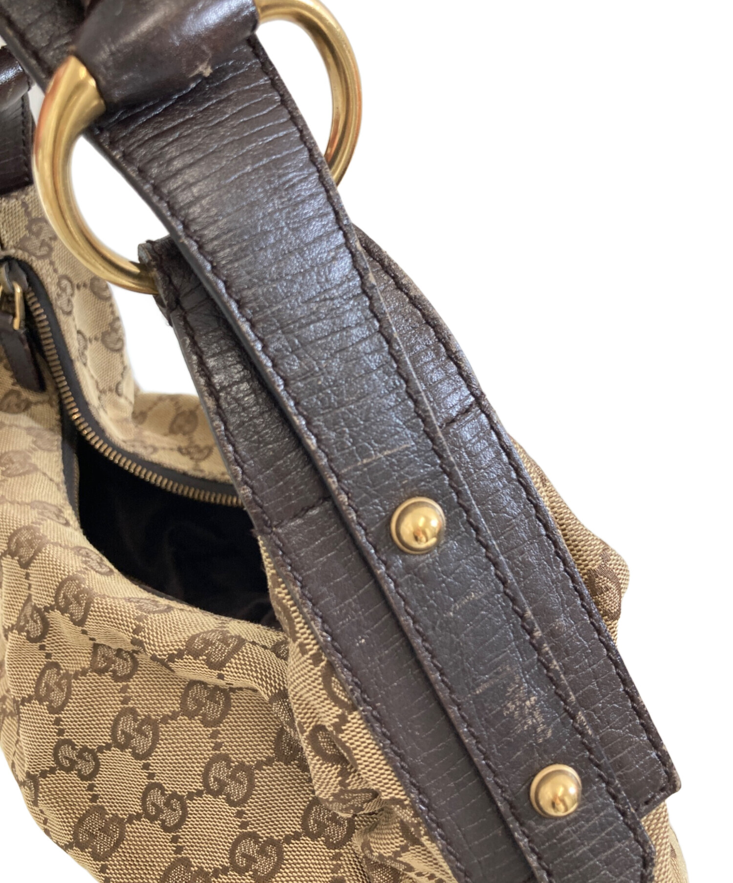 中古・古着通販】GUCCI (グッチ) GGキャンバスハンドバッグ ブラウン