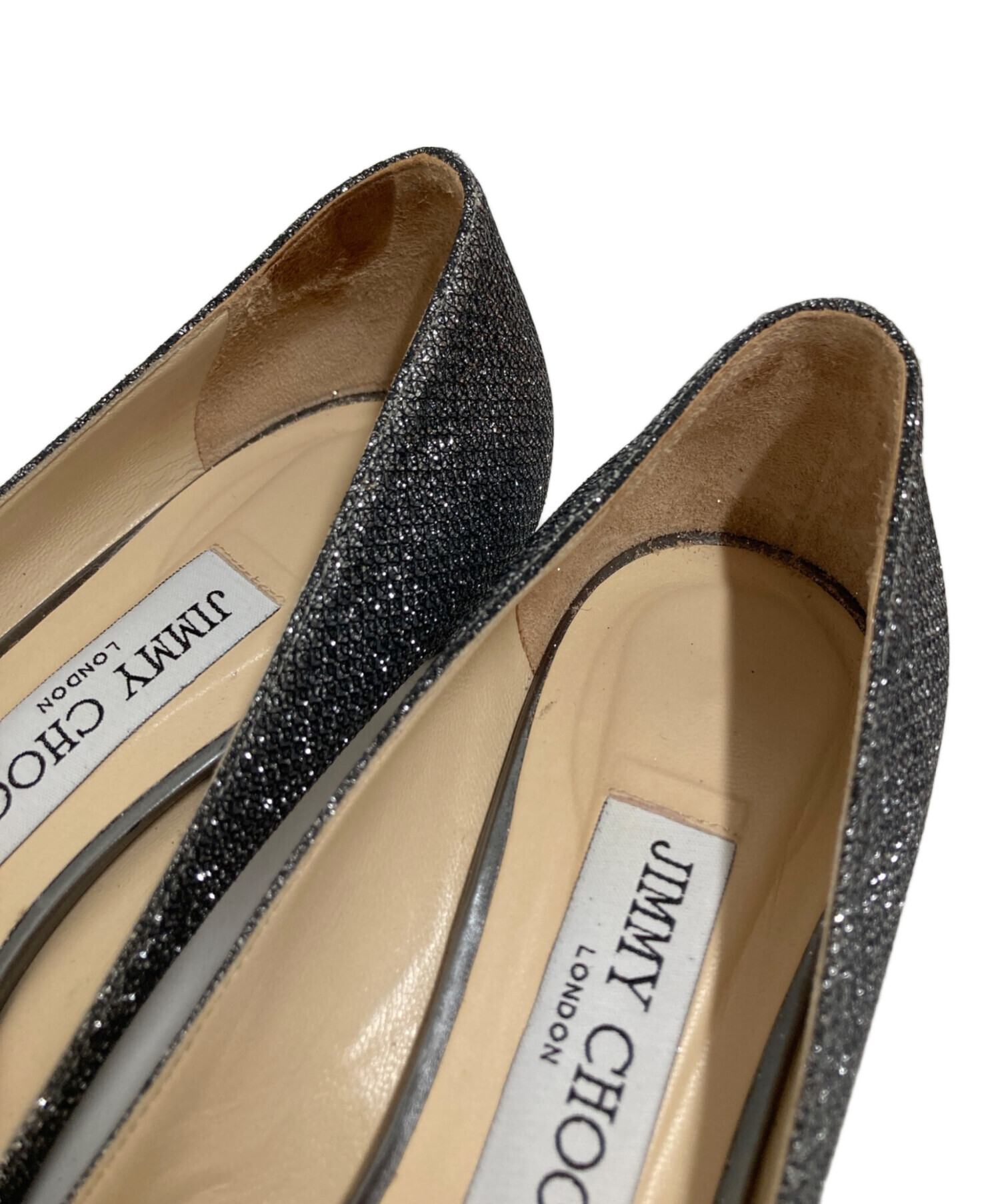 JIMMY CHOO グリッター パンプス シルバー 中古・古着通販】JIMMY CHOO (ジミーチュウ) グリッターパンプス