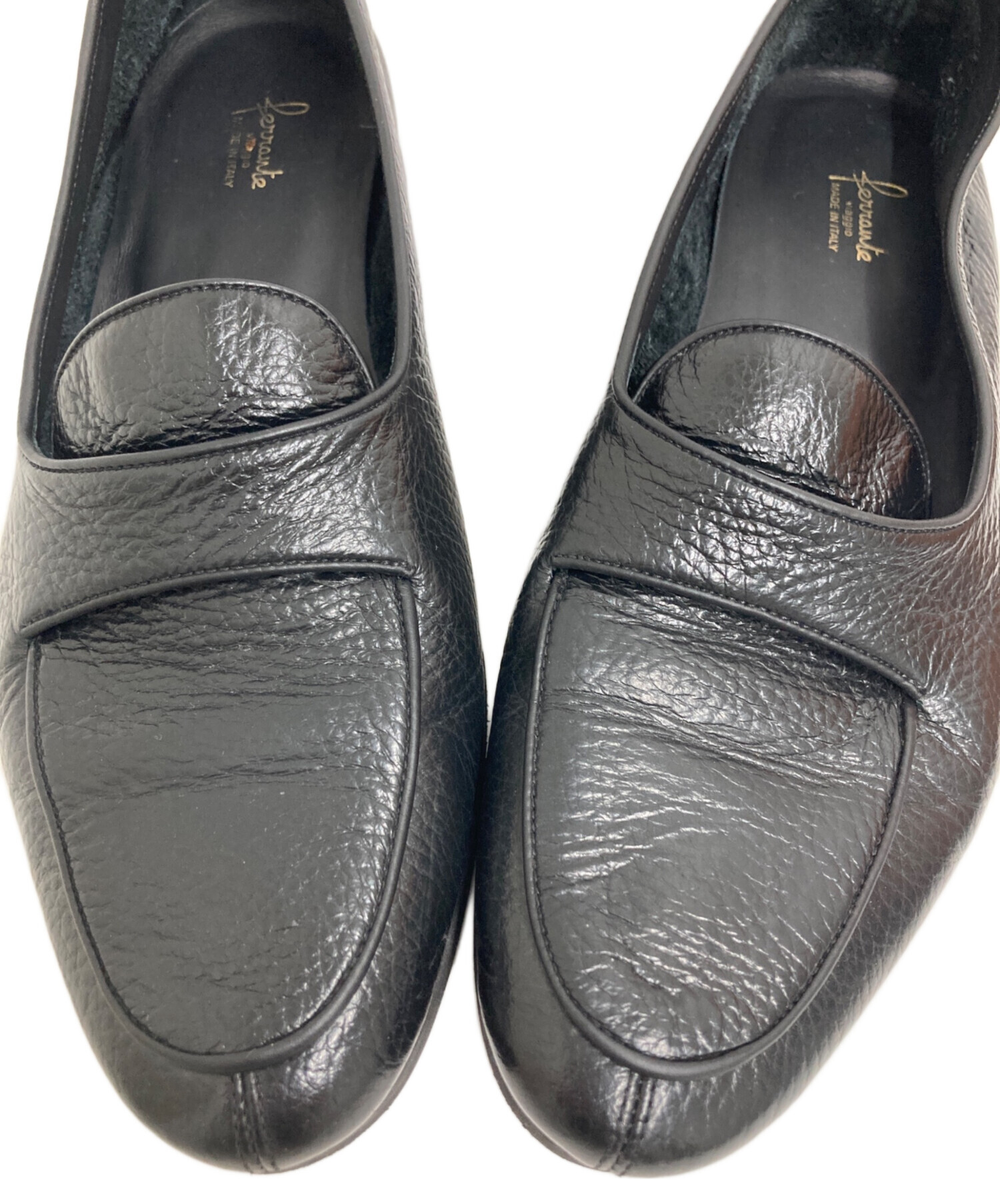 美品 FERRANTE フェランテ シボ革 ローファー 黒 UK6.5 中古・古着通販】FERRANTE (フェランテ) シボ革カーフ コイン