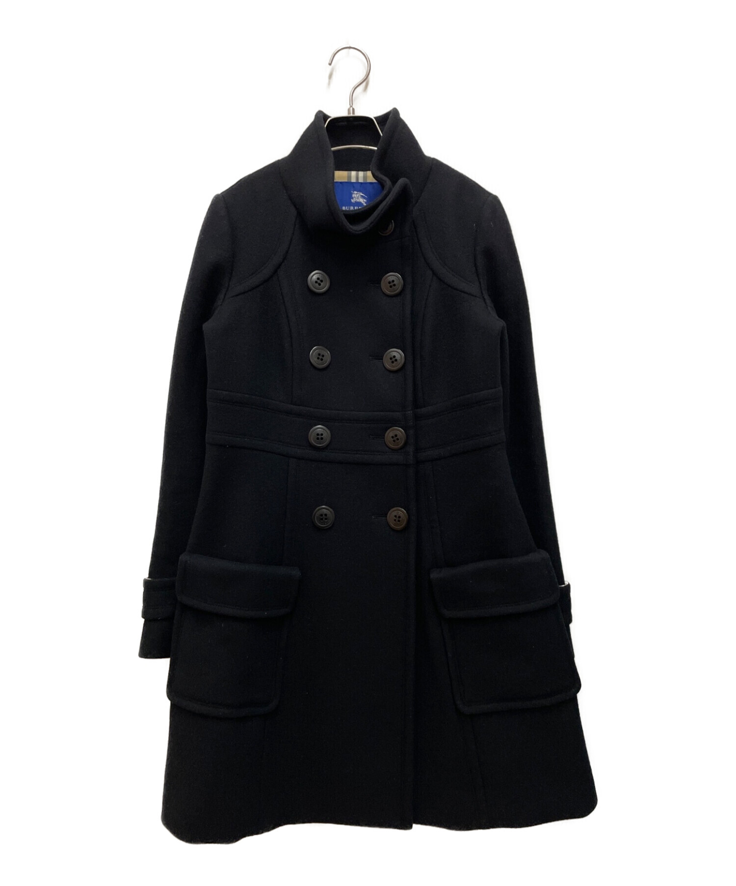 バーバリー ブルーレーベル メルトン コート ウール キャメル Aライン