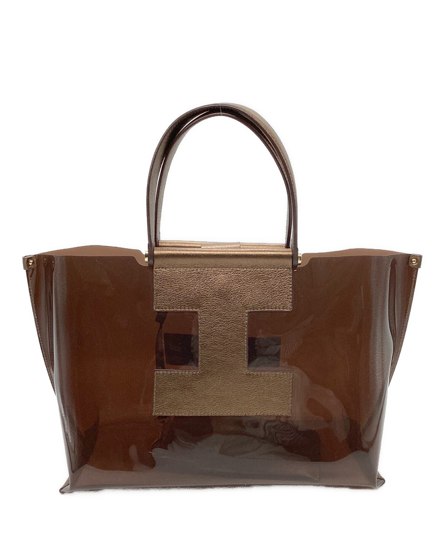 中古・古着通販】IACUCCI (イアクッチ) クリアトートバッグ ブラウン  