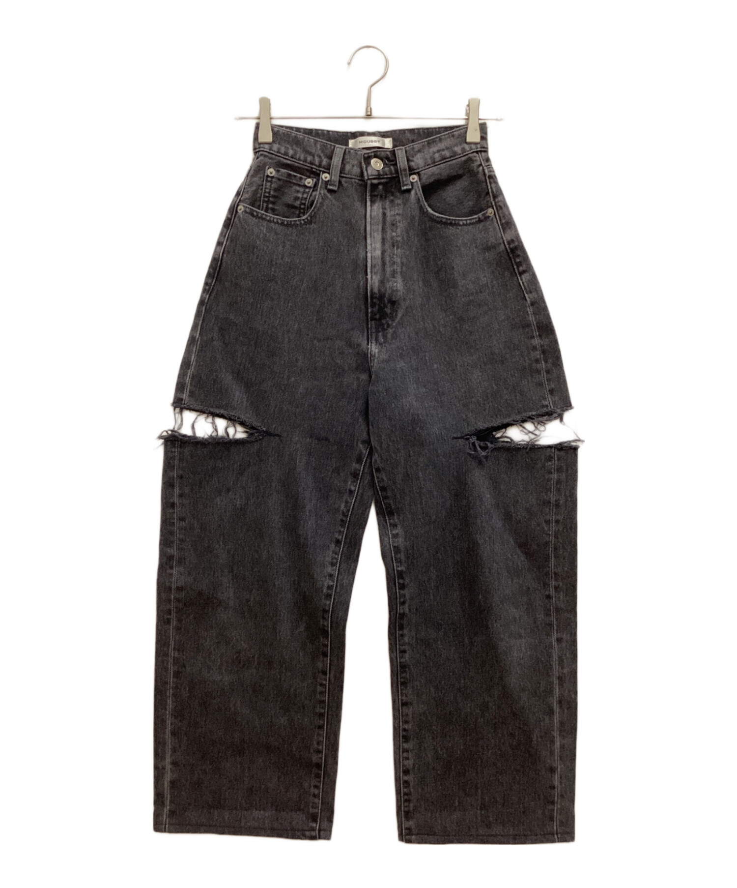 専用】moussy THIGH SLIT LOOSE STRAIGHT MOUSSY THIGH SLIT BLK LOOSE