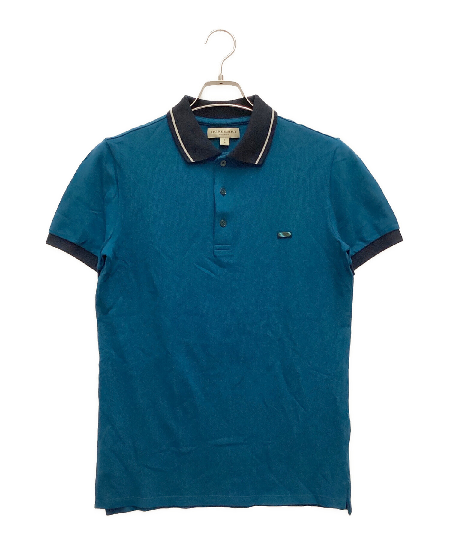 バーバリー BURBERRY LONDON ポロシャツ メンズL 黒 ロゴ刺繍シャツ