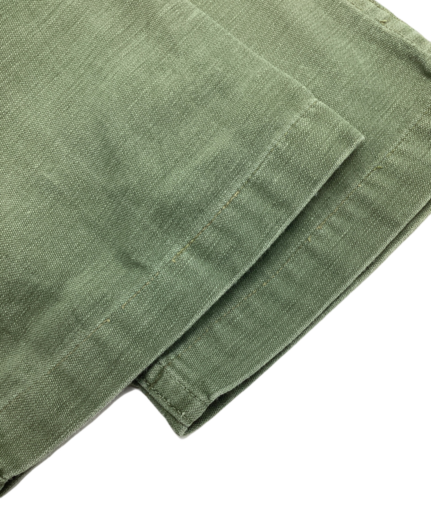 市場】コットンサテン ベイカー ファティーグ パンツ オリーブ サイズ