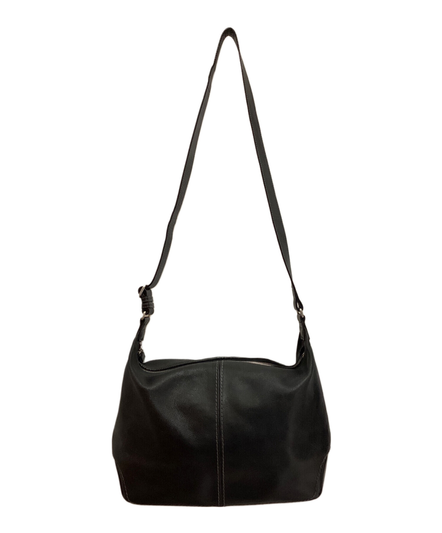 【土屋鞄】レザーショルダーバッグ ブラック 中古・古着通販】土屋鞄 (ツチヤカバン) レザーショルダーバッグ