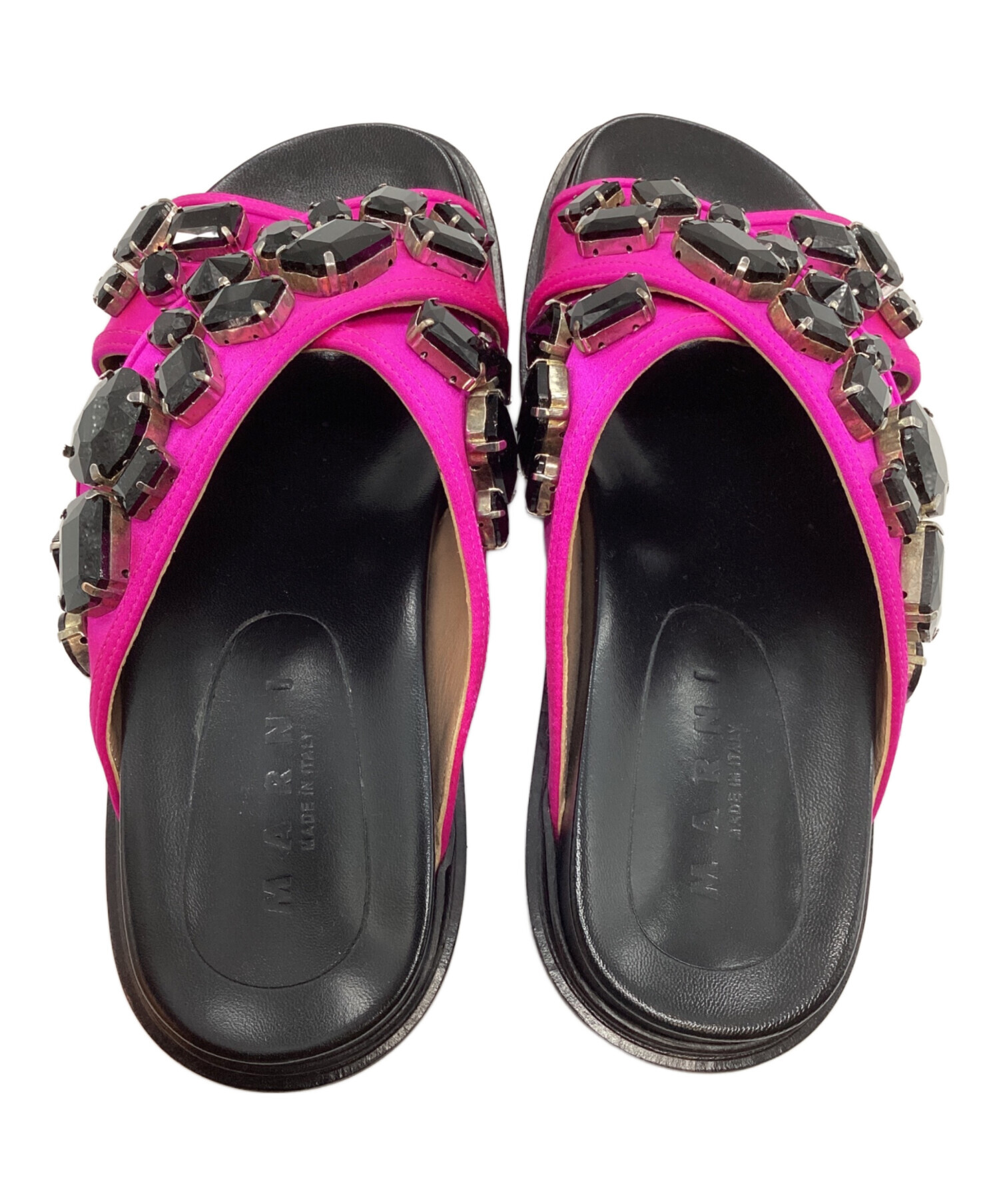 レディース MARNI ピンク クロスストラップ サンダル