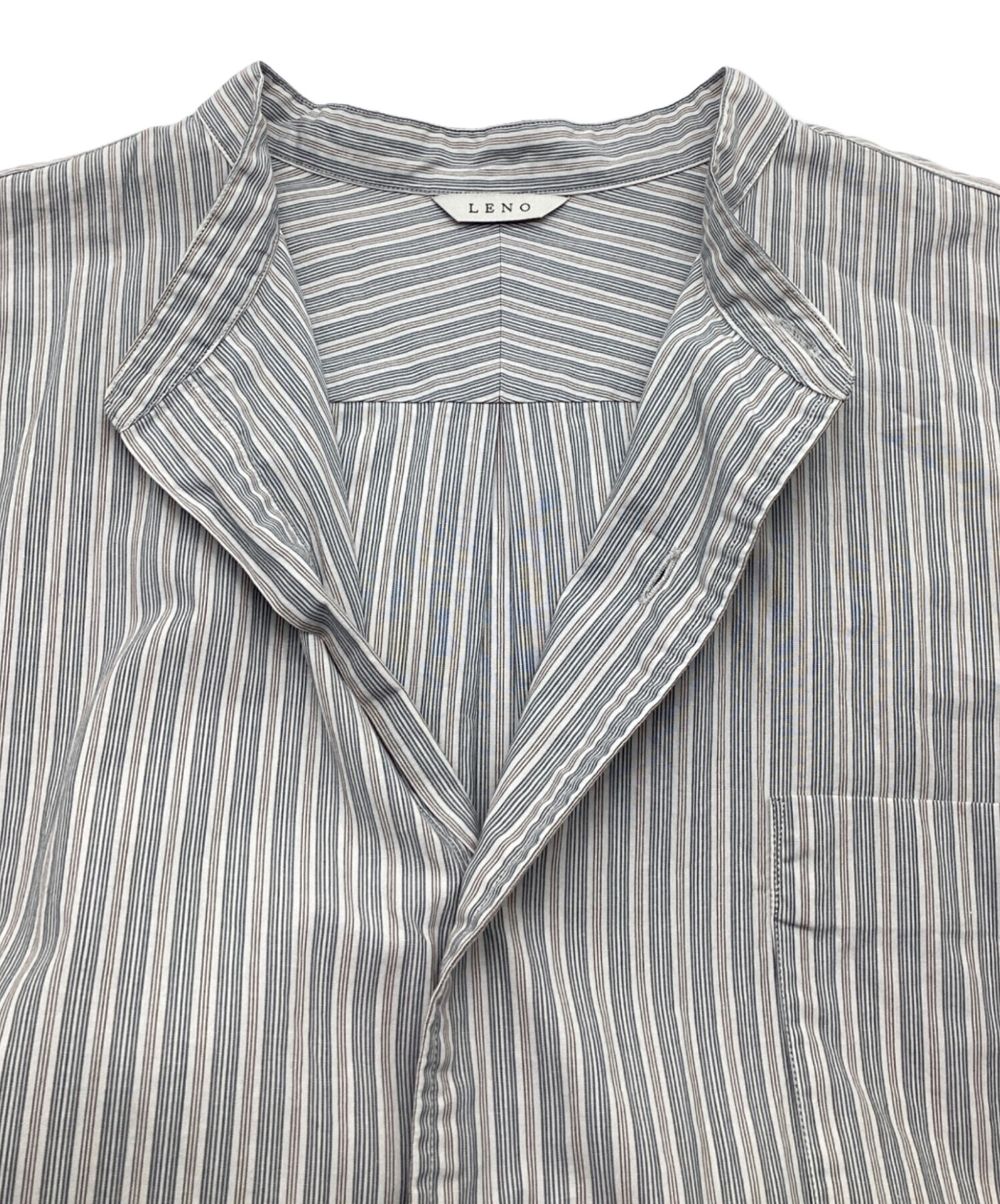 中古・古着通販】leno (リノ) バンドカラーストライプシャツワンピース