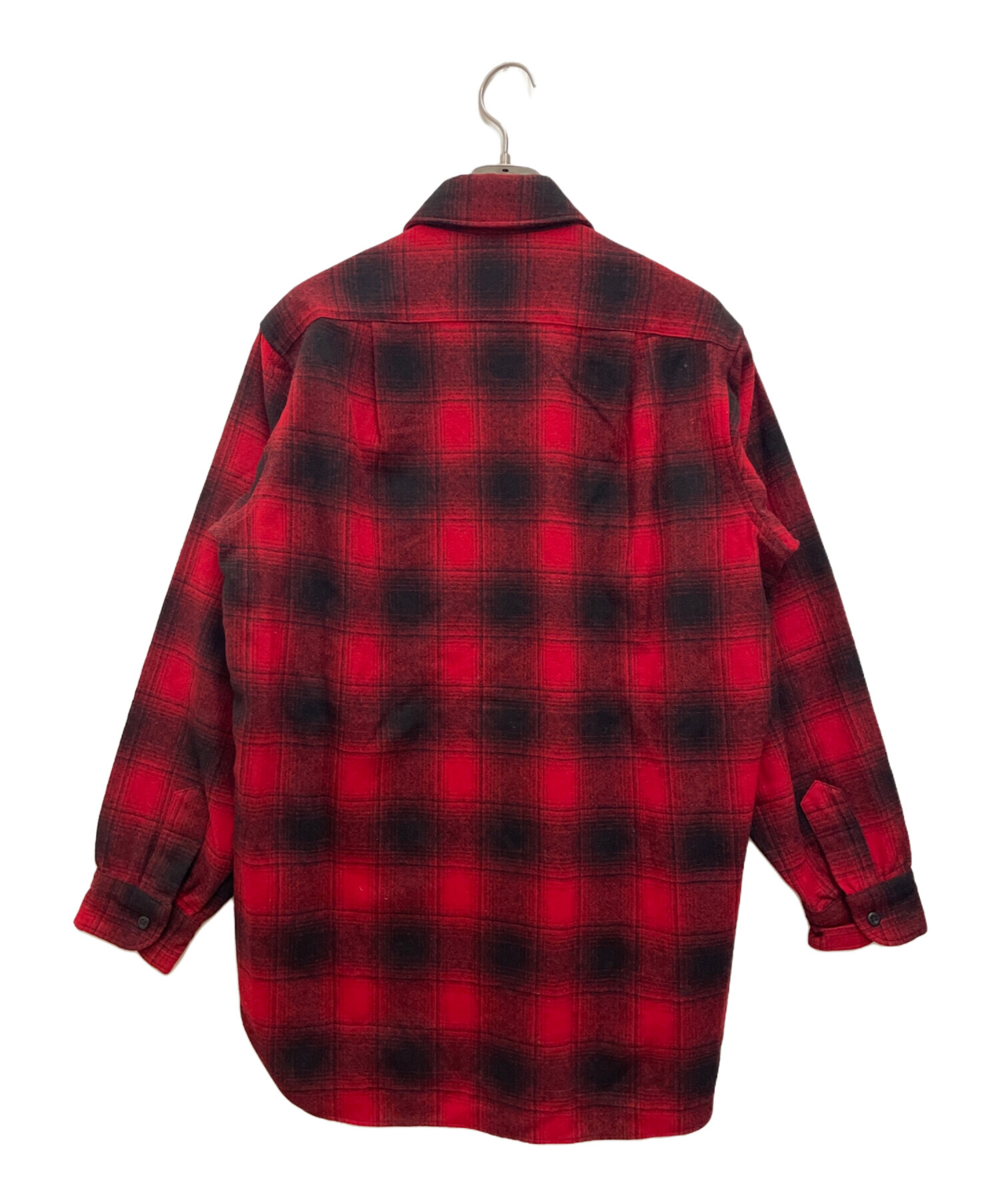 PENDLETON◇70s/ボード/長袖シャツ/L/ウール/RED/タータンCK 70s