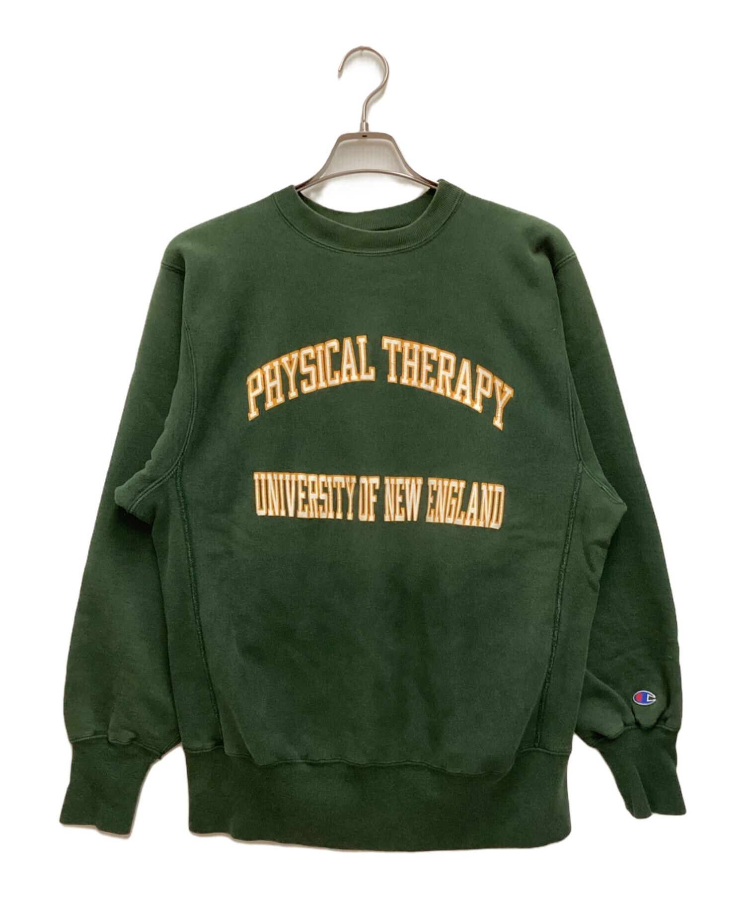 champion ヴィンテージ　カレッジ スウェット緑　フロッキー　トリコタグ