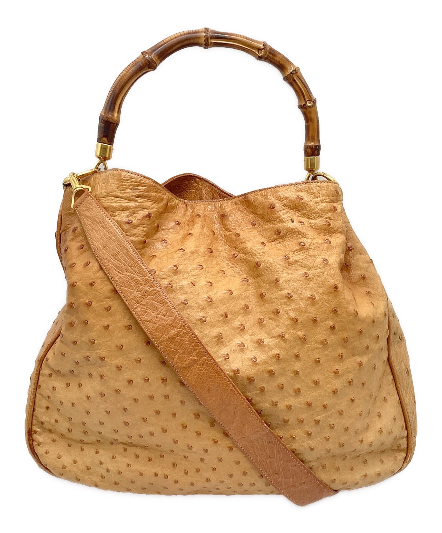 美品GUCCIグッチショルダーバッグGGロゴオーストリッチ ○GUCCI グッチ