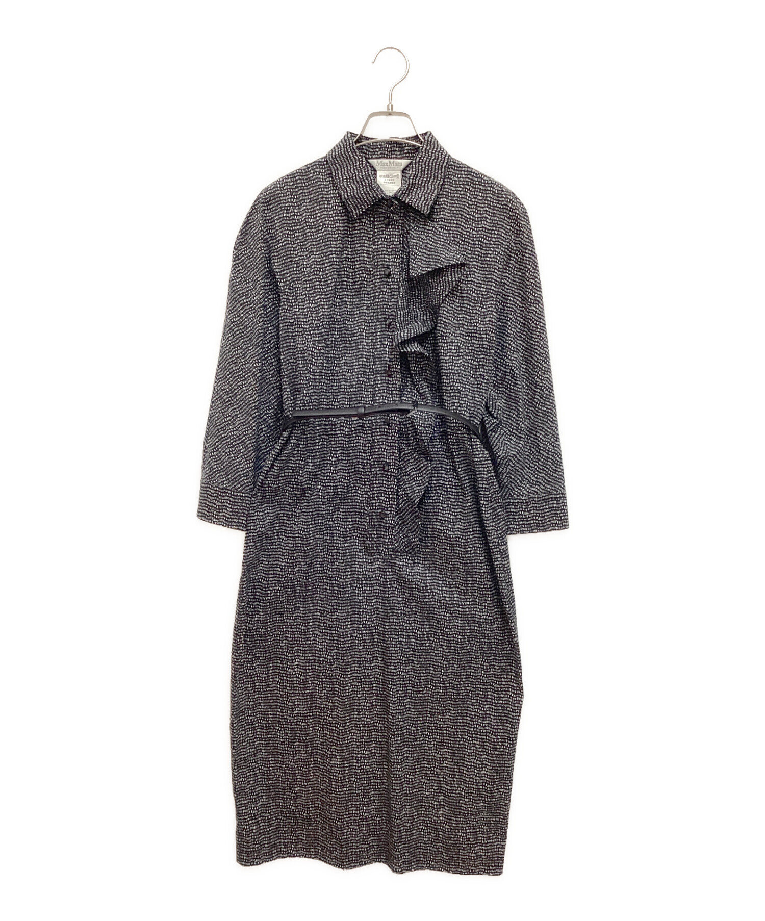 マックスマーラ MaxMara シャツワンピース フリル ネイビー 38 白タグ