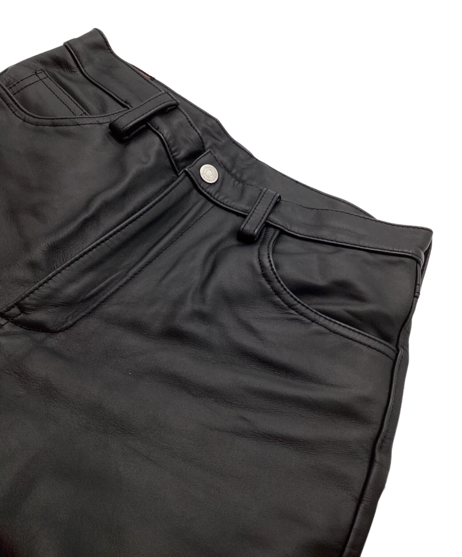 中古・古着通販】JOHNBULL (ジョンブル) カウレザーパンツ ブラック