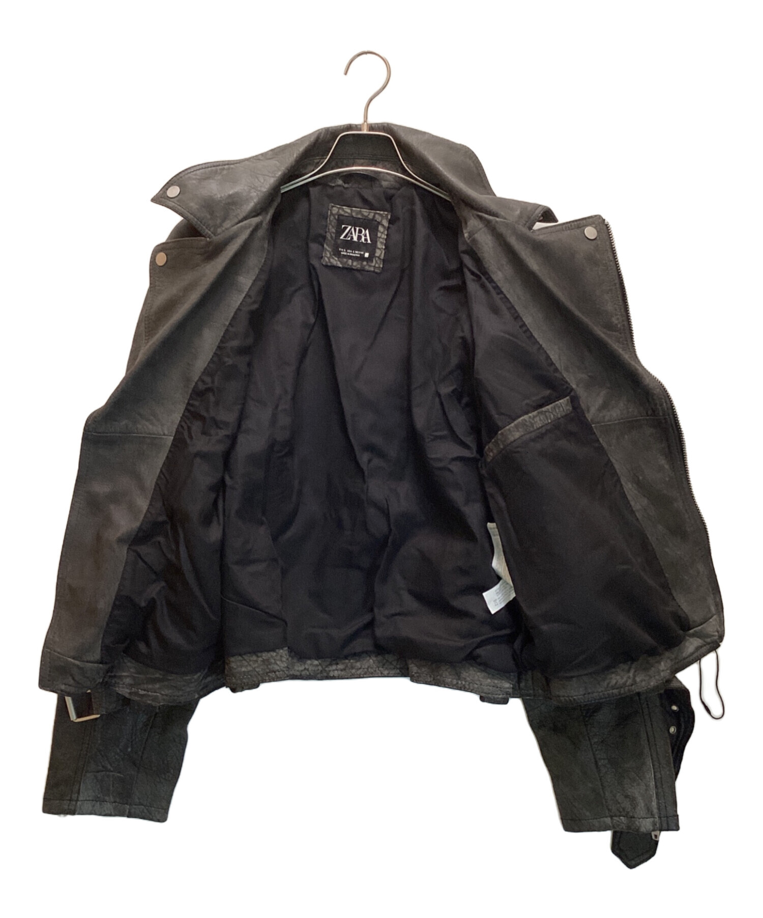 美品　ZARA 本革バッファローレザージャケット 中古・古着通販】ZARA (ザラ) バッファローレザー ダブルライダース