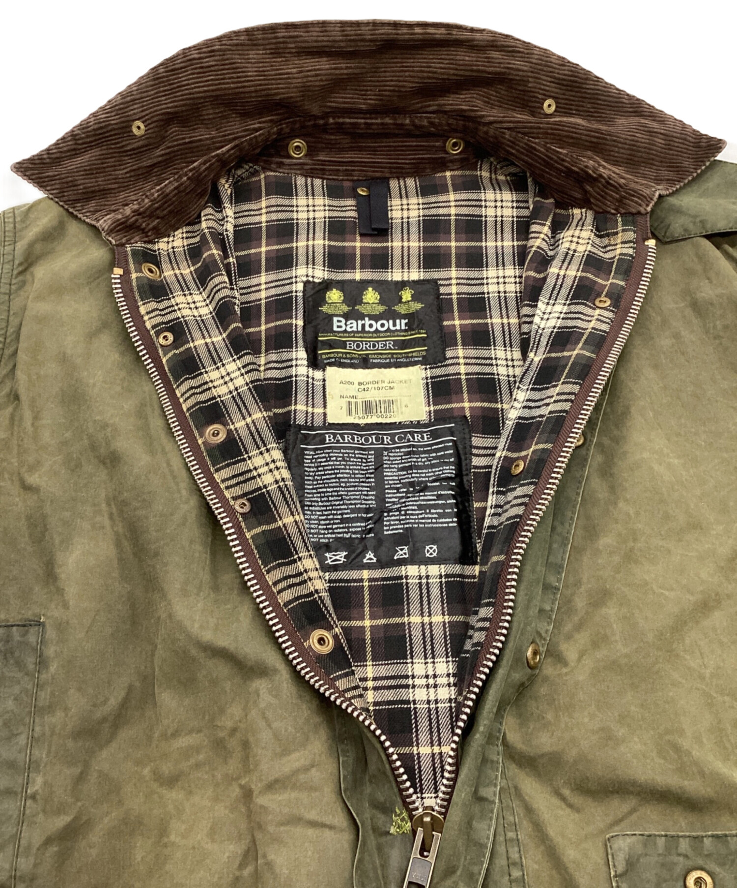 中古・古着通販】Barbour (バブアー) BORDER JACKET オリーブ サイズ