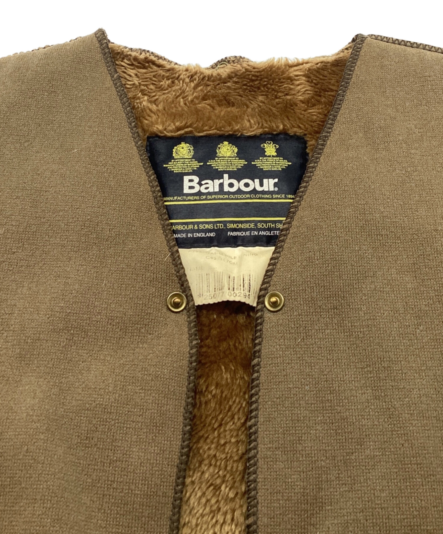 BARBOUR Barbour パイルライナーベスト C42/107CM 古着 英国製 90年代 