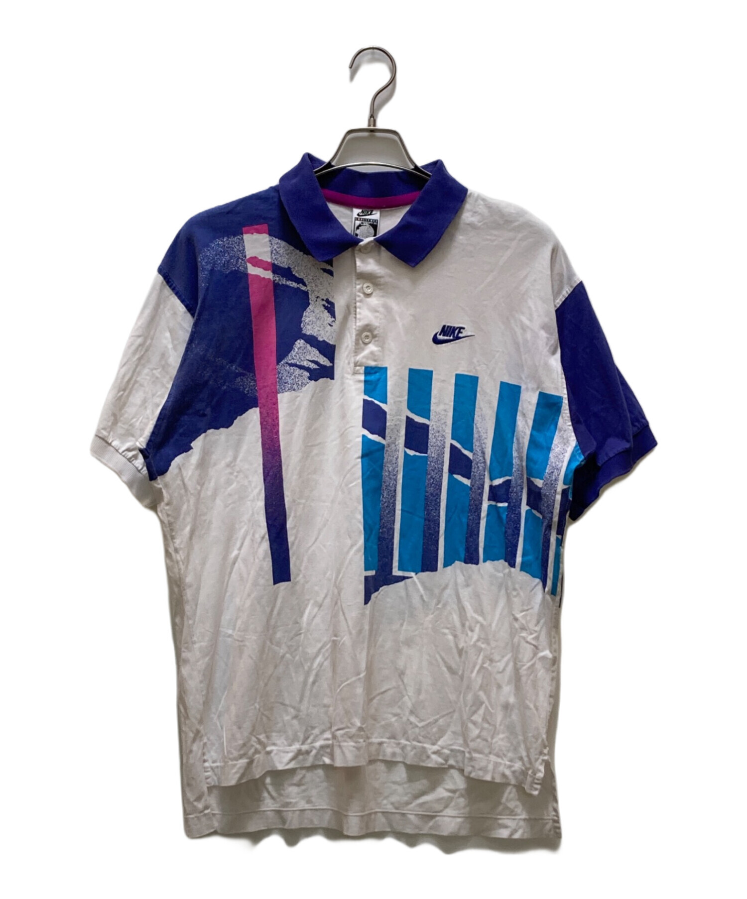 中古・古着通販】NIKE (ナイキ) 90'sポロシャツ ホワイト×パープル