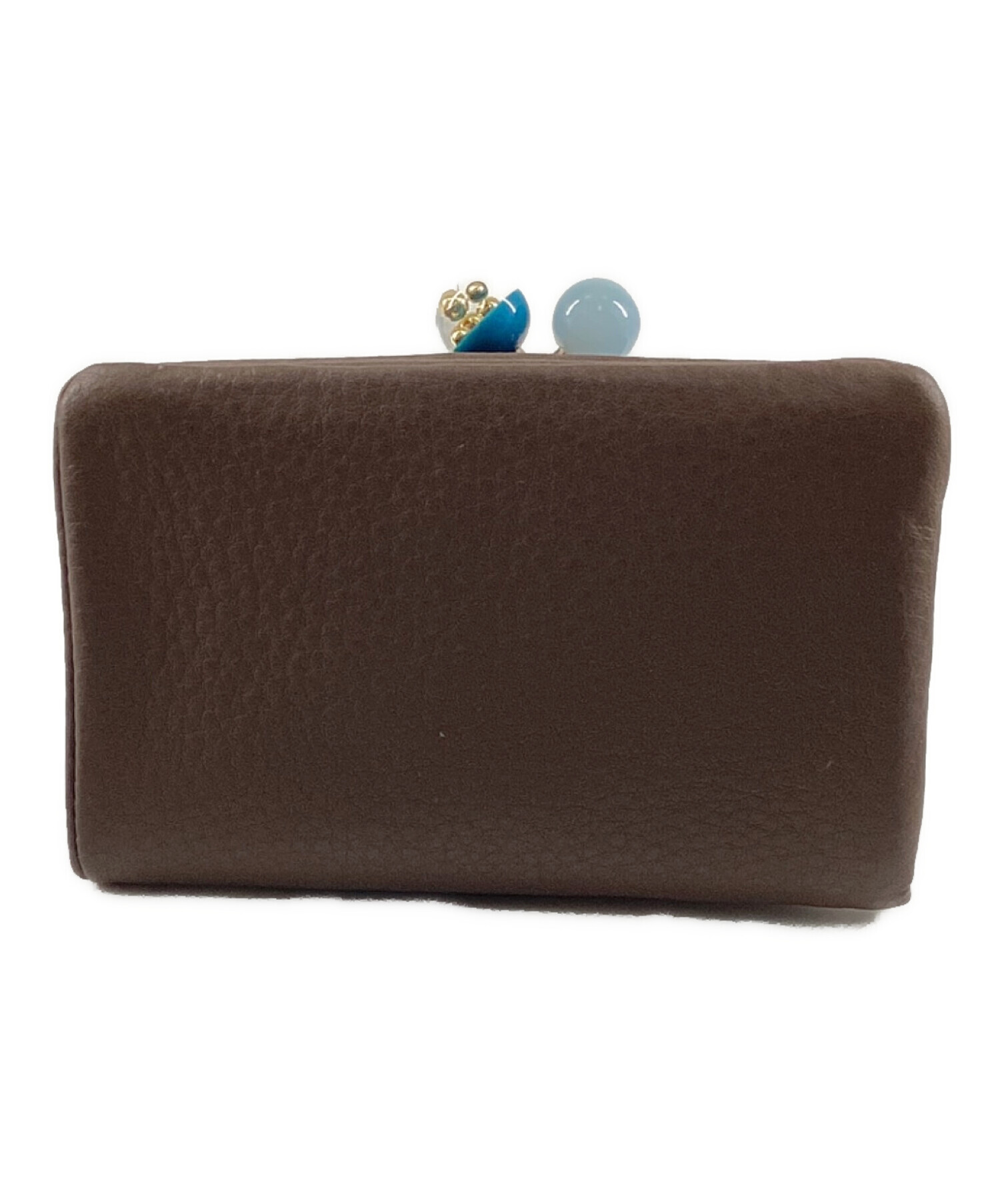 ear PAPILLONER】イアパピヨネ 牛革がま口二つ折り財布 ブラウン