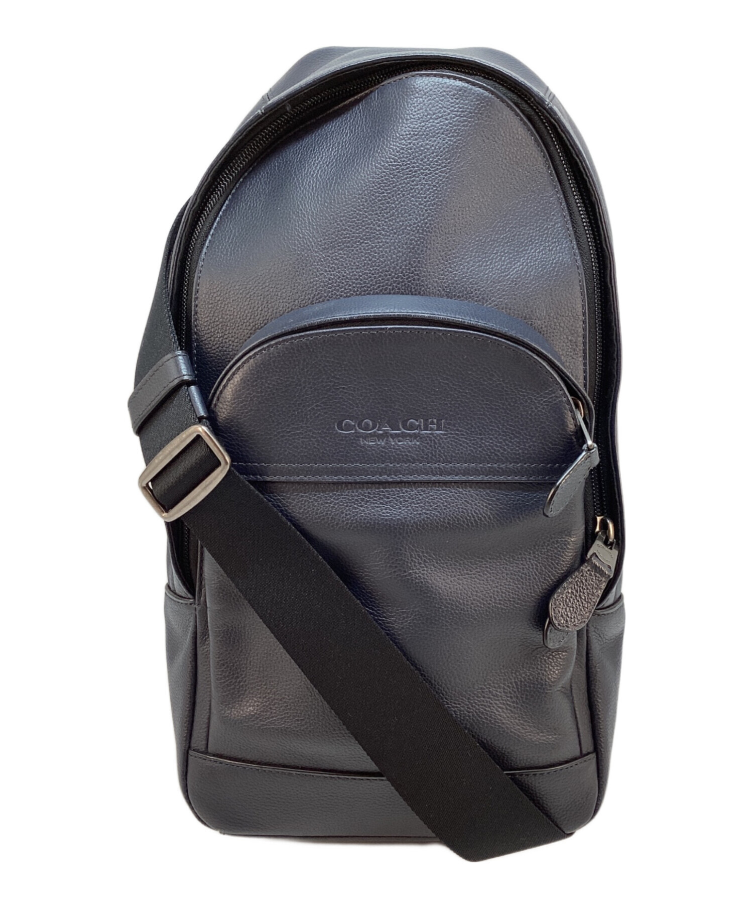 中古・古着通販】COACH (コーチ) レザーボディーバッグ ネイビー 