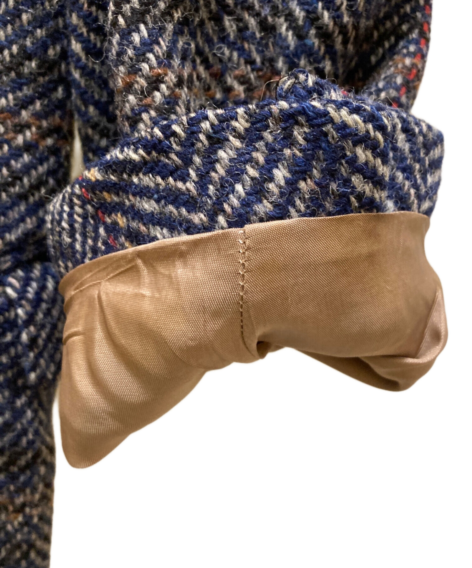 ETRO エトロ ウールチェスターコート チェック柄 サイズ48 中古・古着通販】ETRO (エトロ) チェックチェスターコート ネイビー