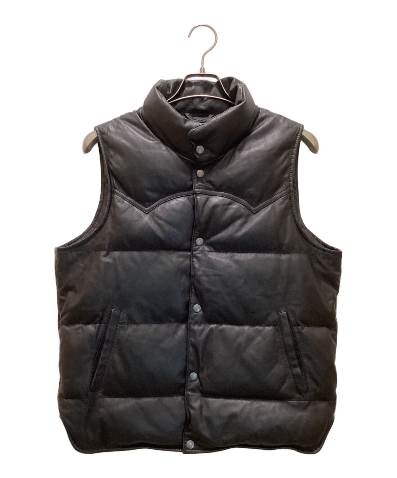 【極美品】リューグーレザー ラムレザー ダウンベスト 黒 中古・古着通販】Liugoo Leathers (リューグーレザーズ) ラムレザー